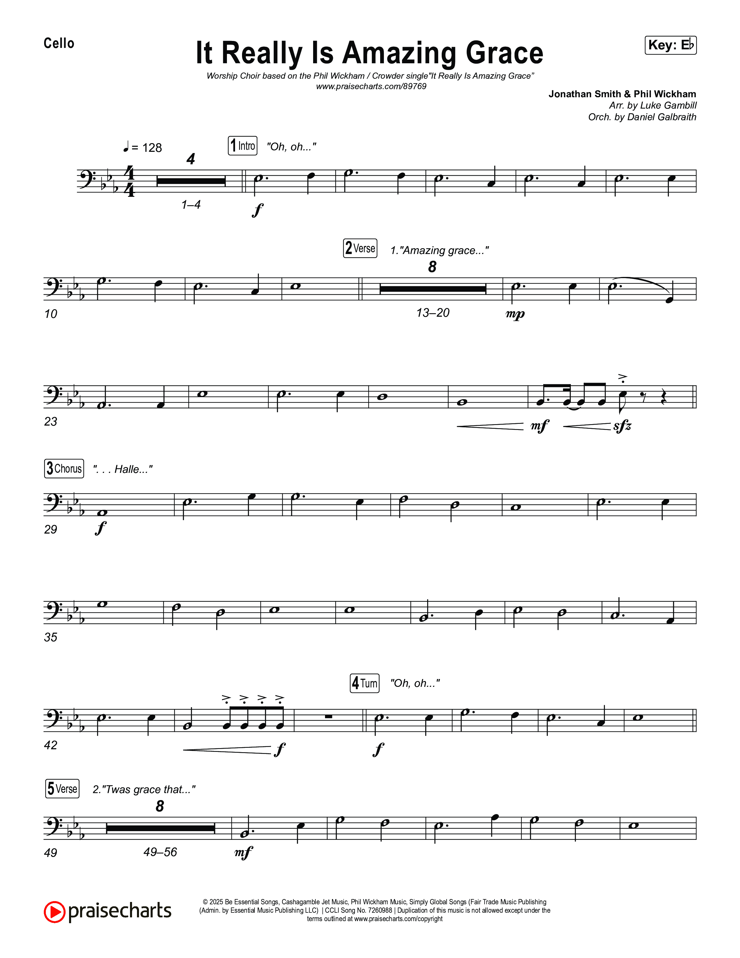 It Really Is Amazing Grace (Worship Choir/SAB) Cello (Phil Wickham / Crowder / Arr. Luke Gambill)