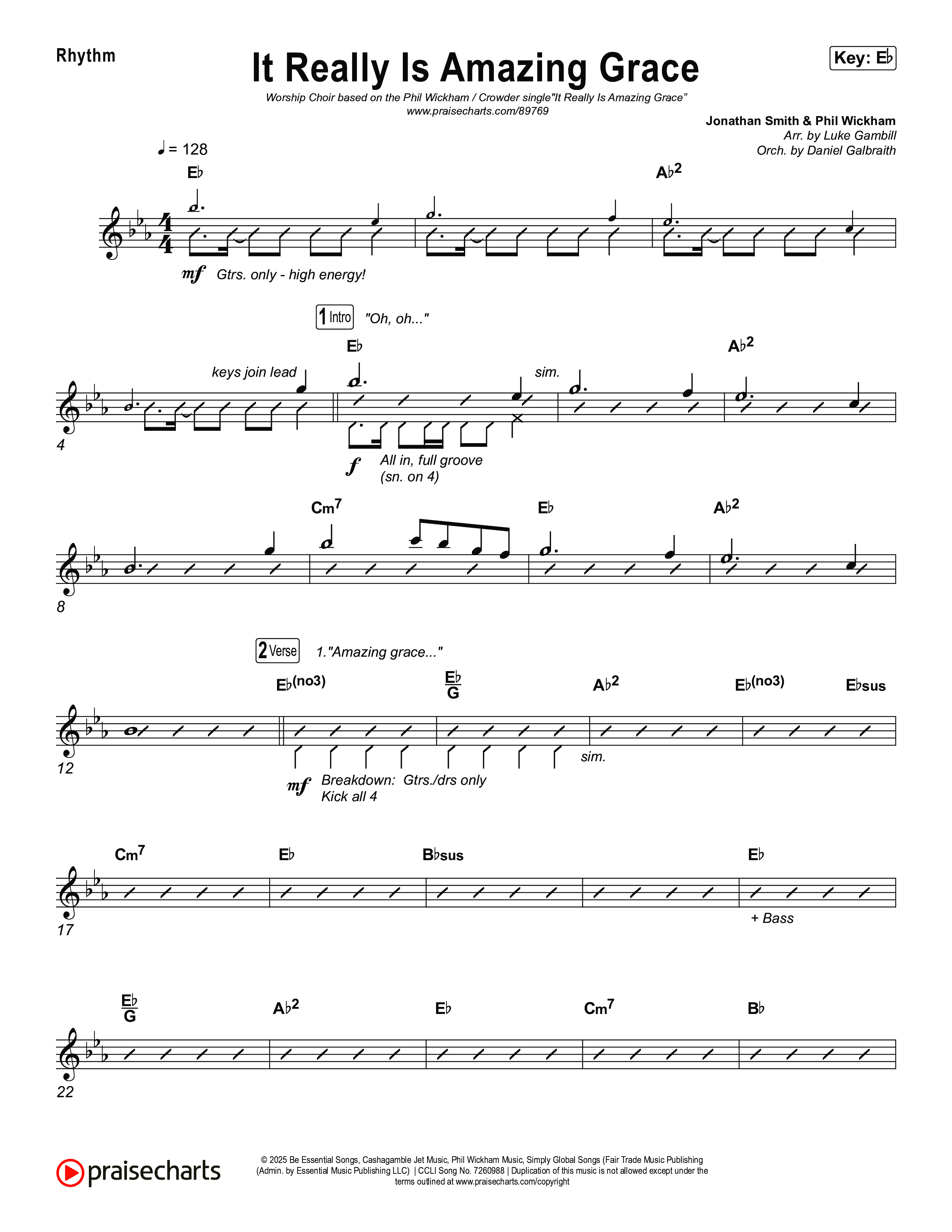 It Really Is Amazing Grace (Worship Choir/SAB) Rhythm Chart (Phil Wickham / Crowder / Arr. Luke Gambill)