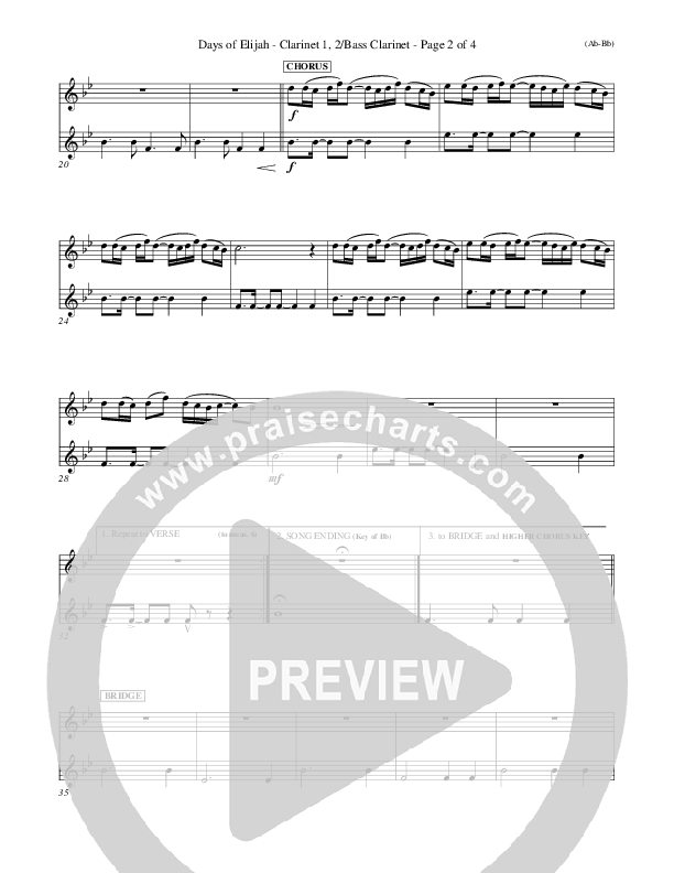 Days of Elijah Bass Clarinet (Robin Mark)