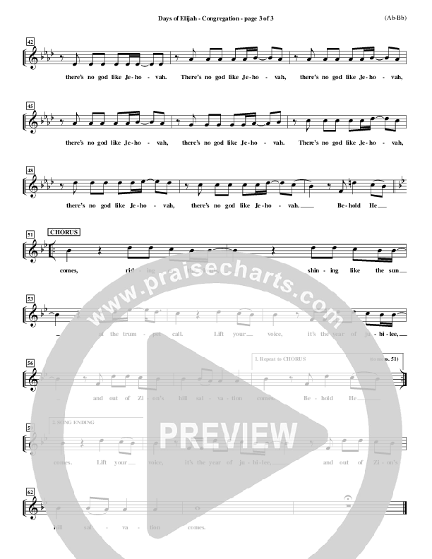 Days of Elijah Choir Sheet (SATB) (Robin Mark)