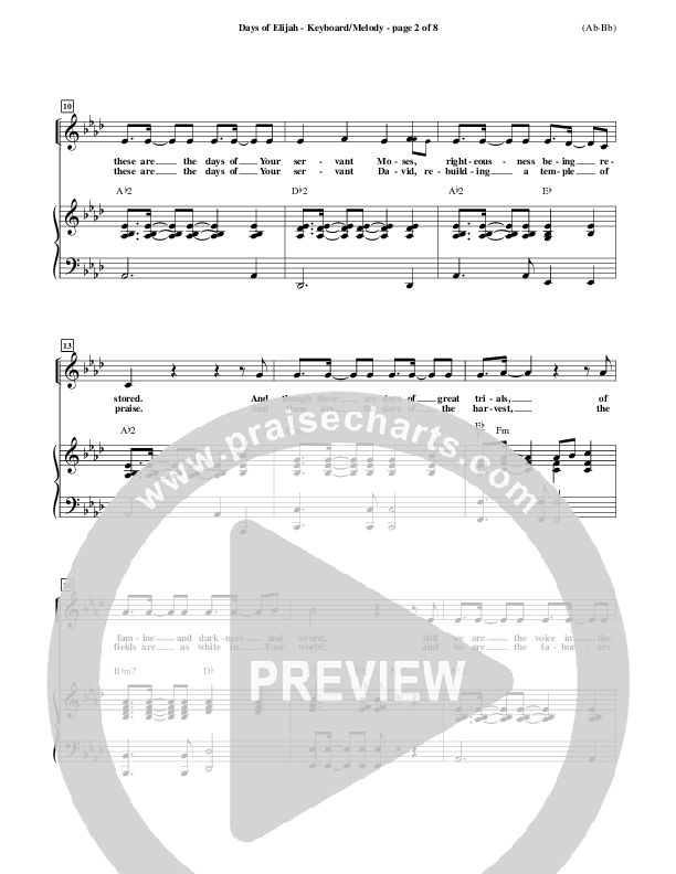 Days of Elijah Piano/Vocal (Robin Mark)