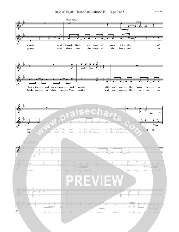 Days of Elijah Tenor Sax 1 (Robin Mark)