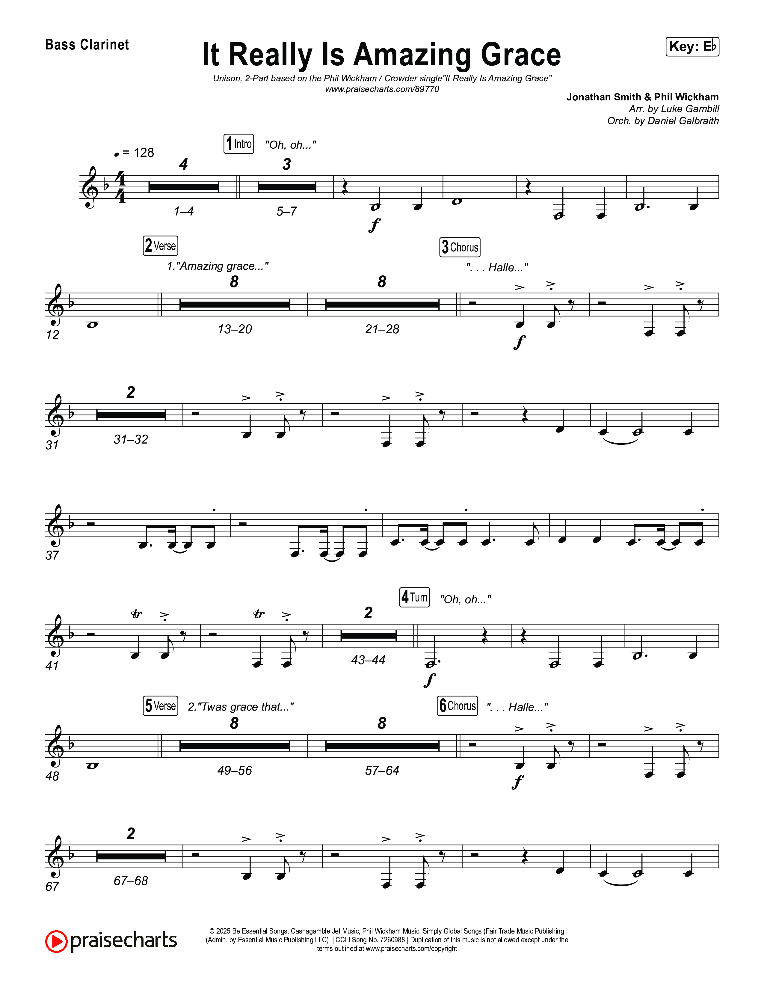 It Really Is Amazing Grace (Unison/2-Part) Bass Clarinet (Phil Wickham / Crowder / Arr. Luke Gambill)
