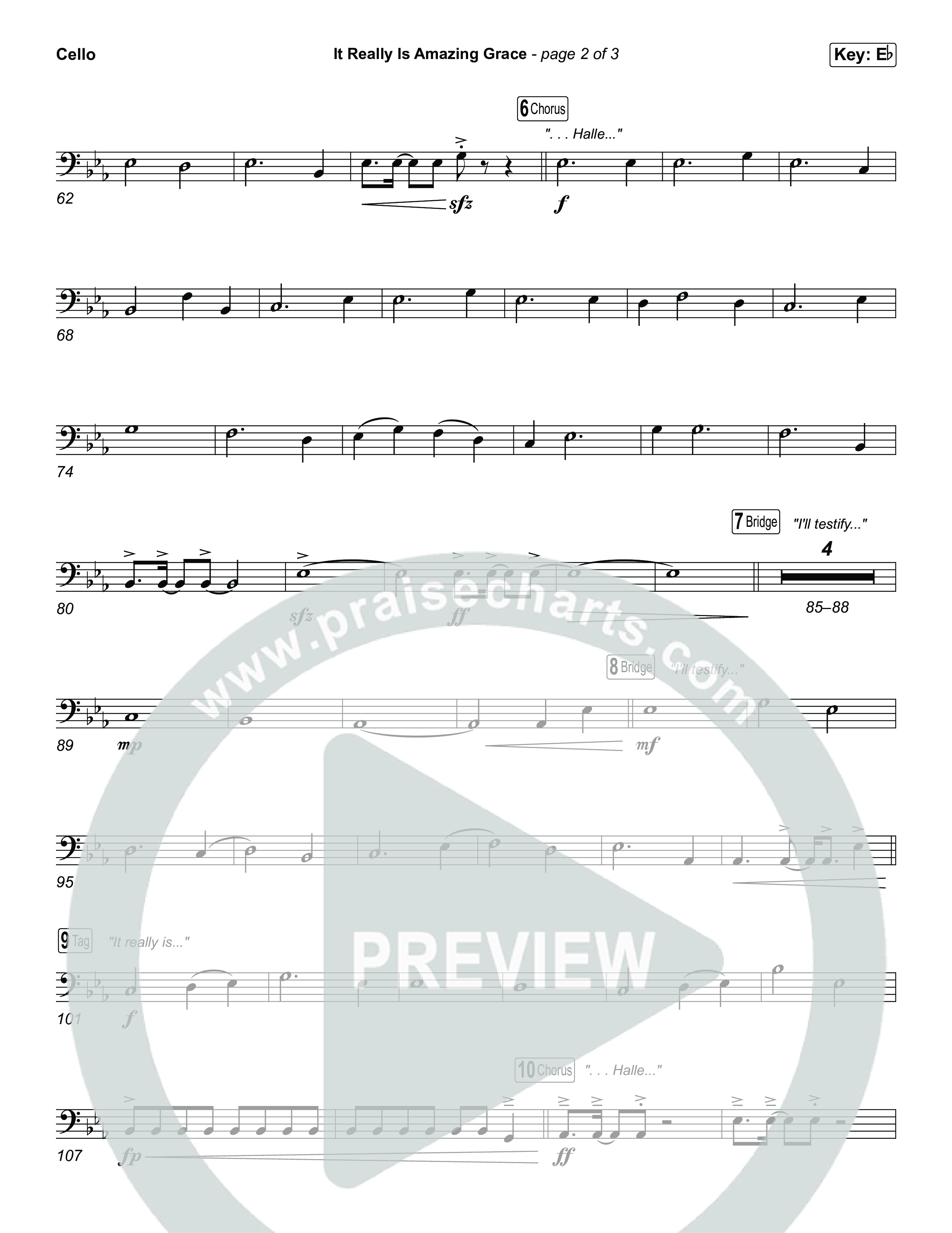 It Really Is Amazing Grace (Unison/2-Part) Cello (Phil Wickham / Crowder / Arr. Luke Gambill)