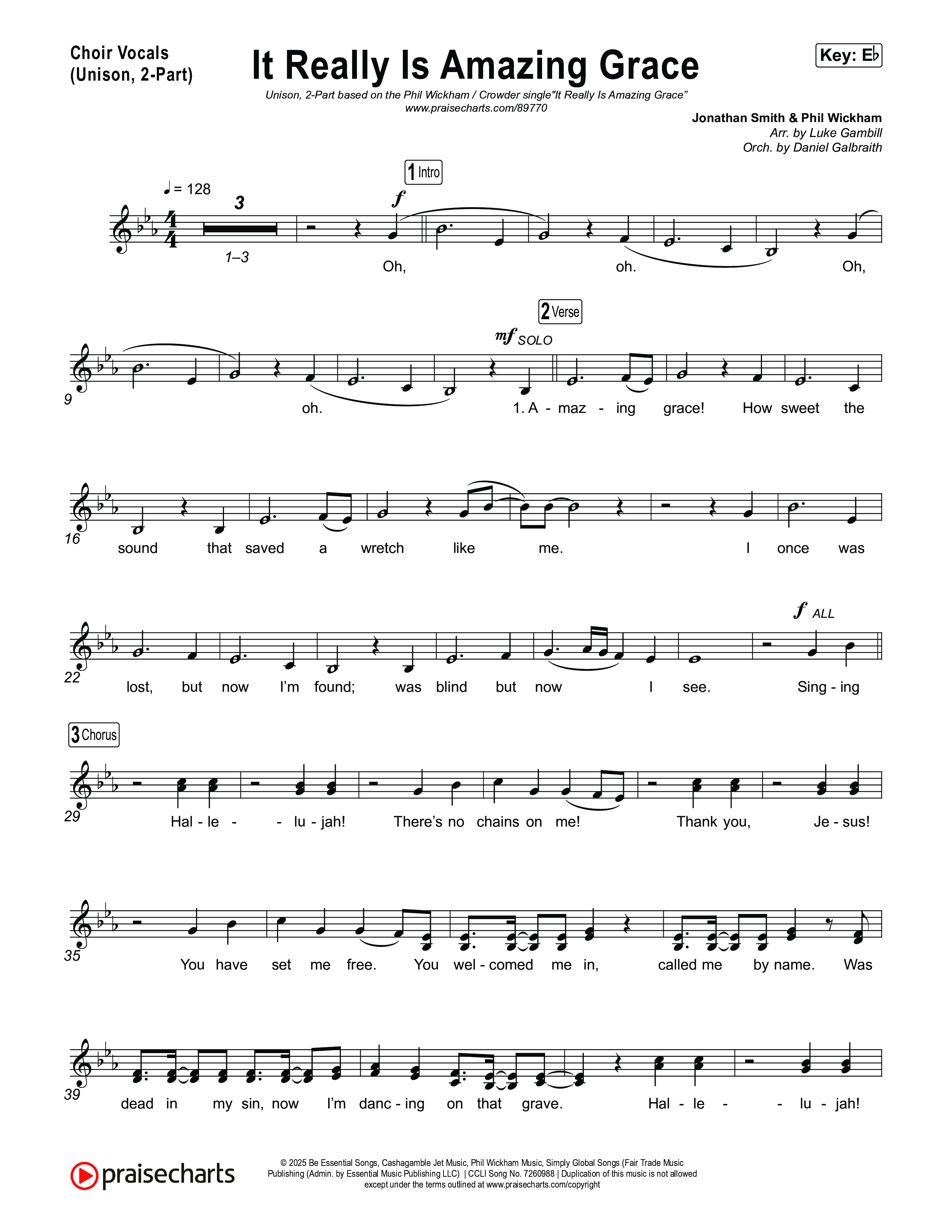 It Really Is Amazing Grace (Unison/2-Part) Choir Vocals (Uni/2-Part) (Phil Wickham / Crowder / Arr. Luke Gambill)