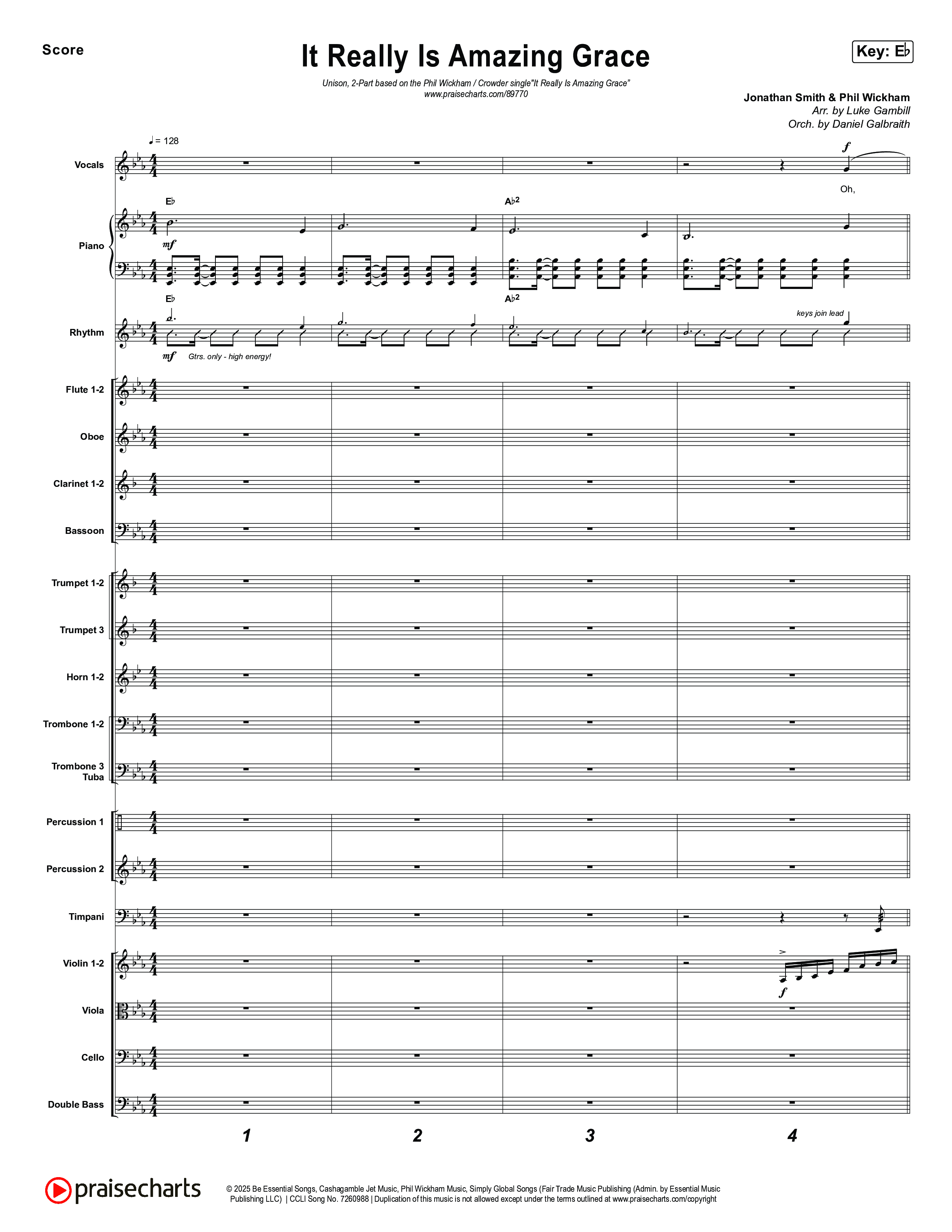 It Really Is Amazing Grace (Unison/2-Part) Orchestration (Phil Wickham / Crowder / Arr. Luke Gambill)