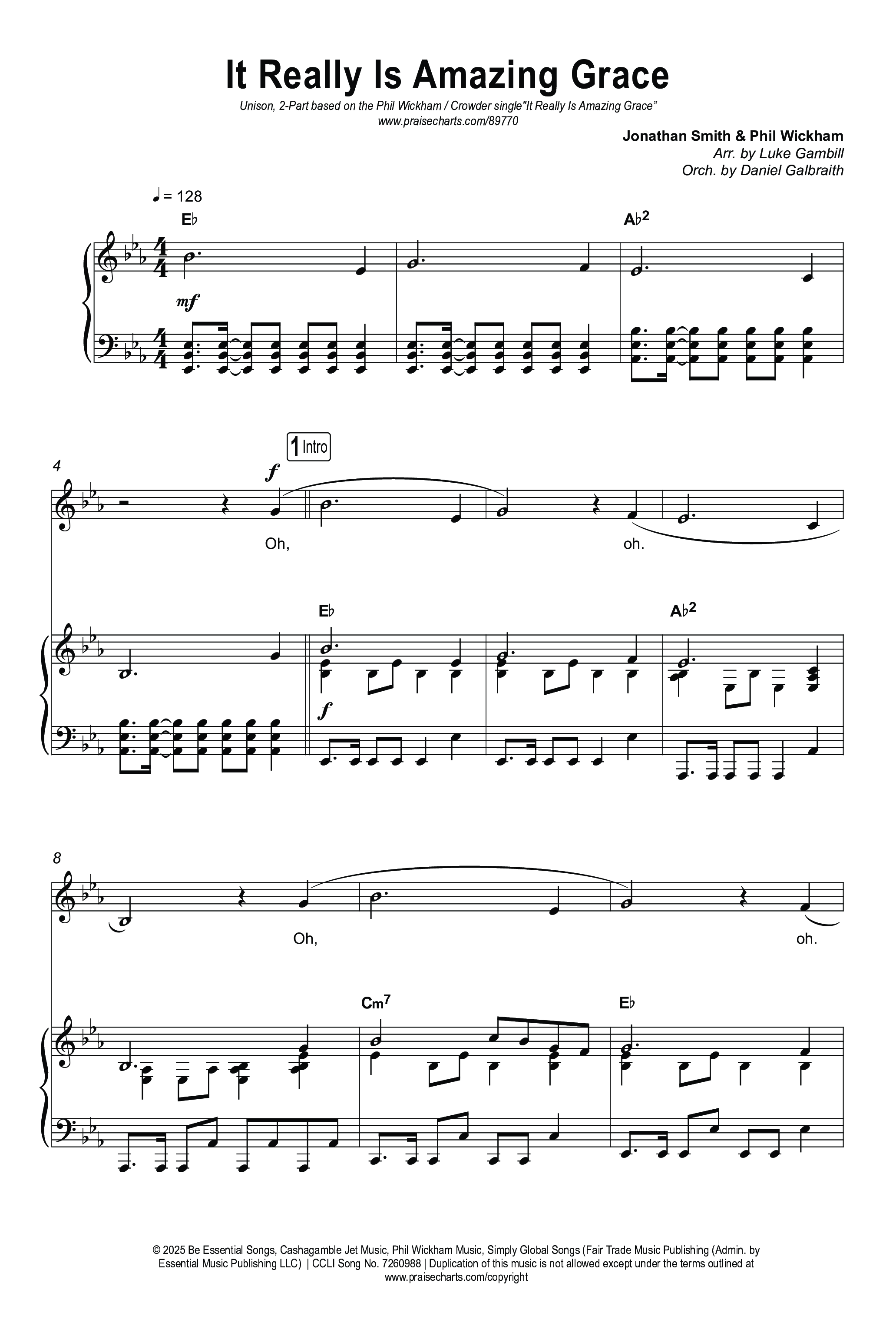 It Really Is Amazing Grace (Unison/2-Part) Octavo (Uni/2-Part & Pno) (Phil Wickham / Crowder / Arr. Luke Gambill)