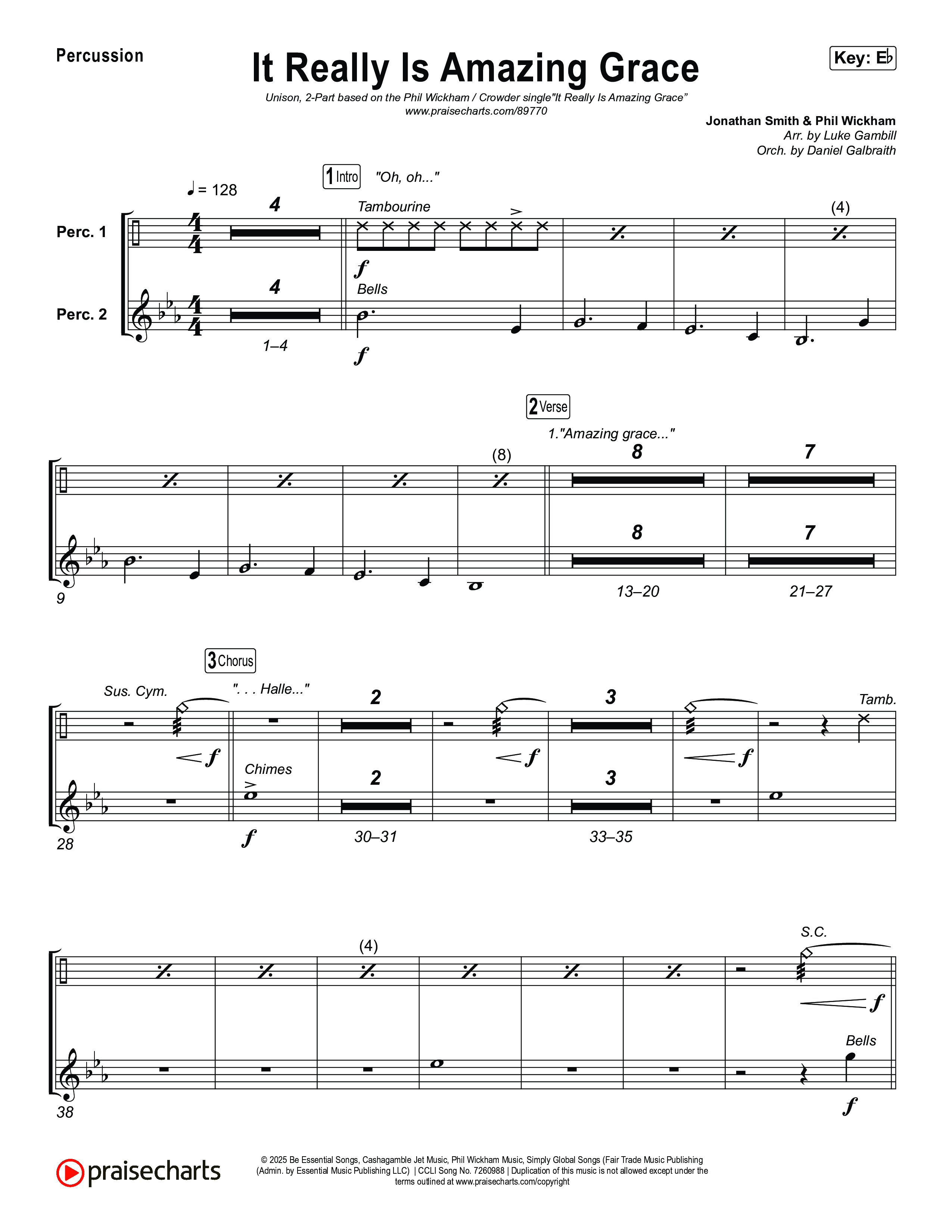 It Really Is Amazing Grace (Unison/2-Part) Percussion (Phil Wickham / Crowder / Arr. Luke Gambill)