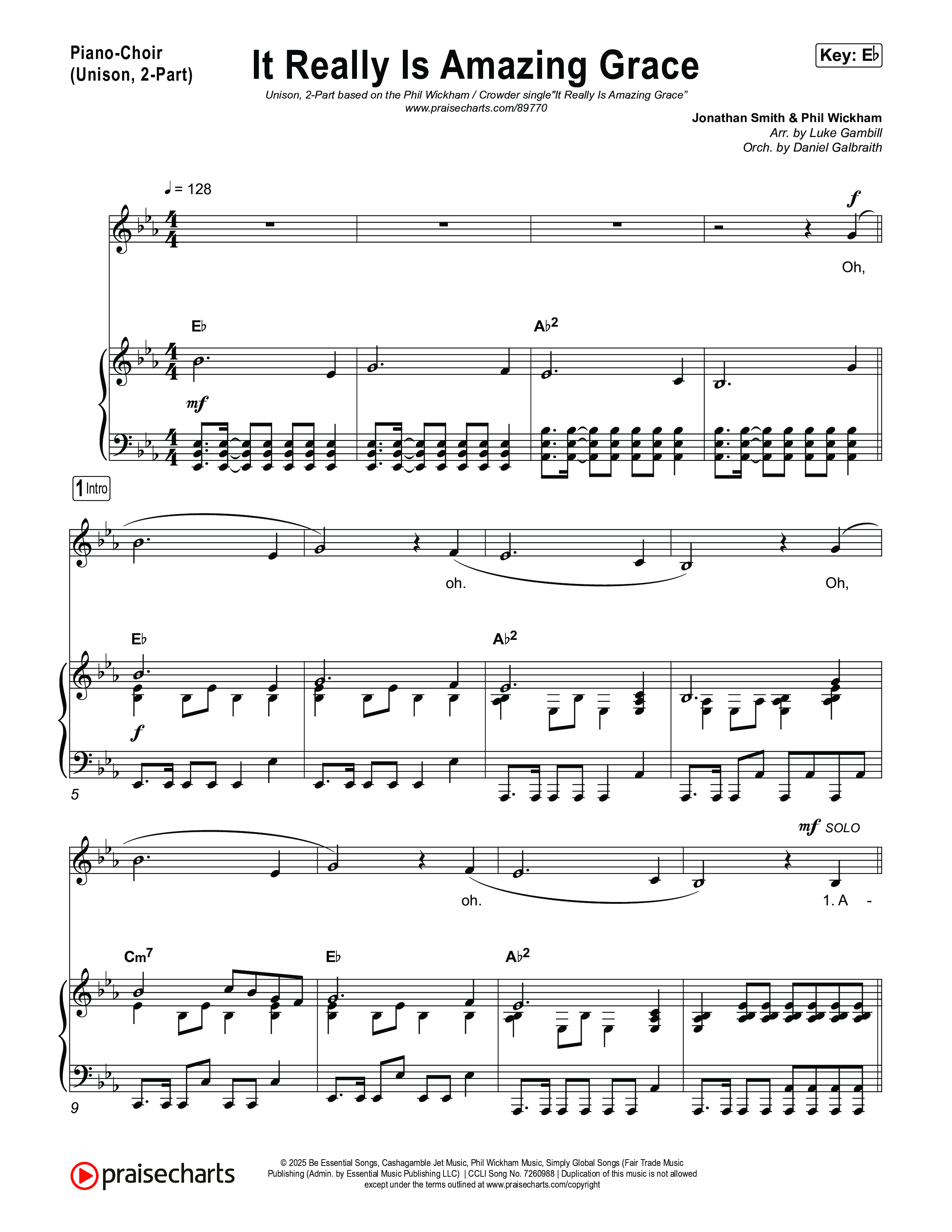 It Really Is Amazing Grace (Unison/2-Part) Piano/Choir (Uni/2-Part) (Phil Wickham / Crowder / Arr. Luke Gambill)