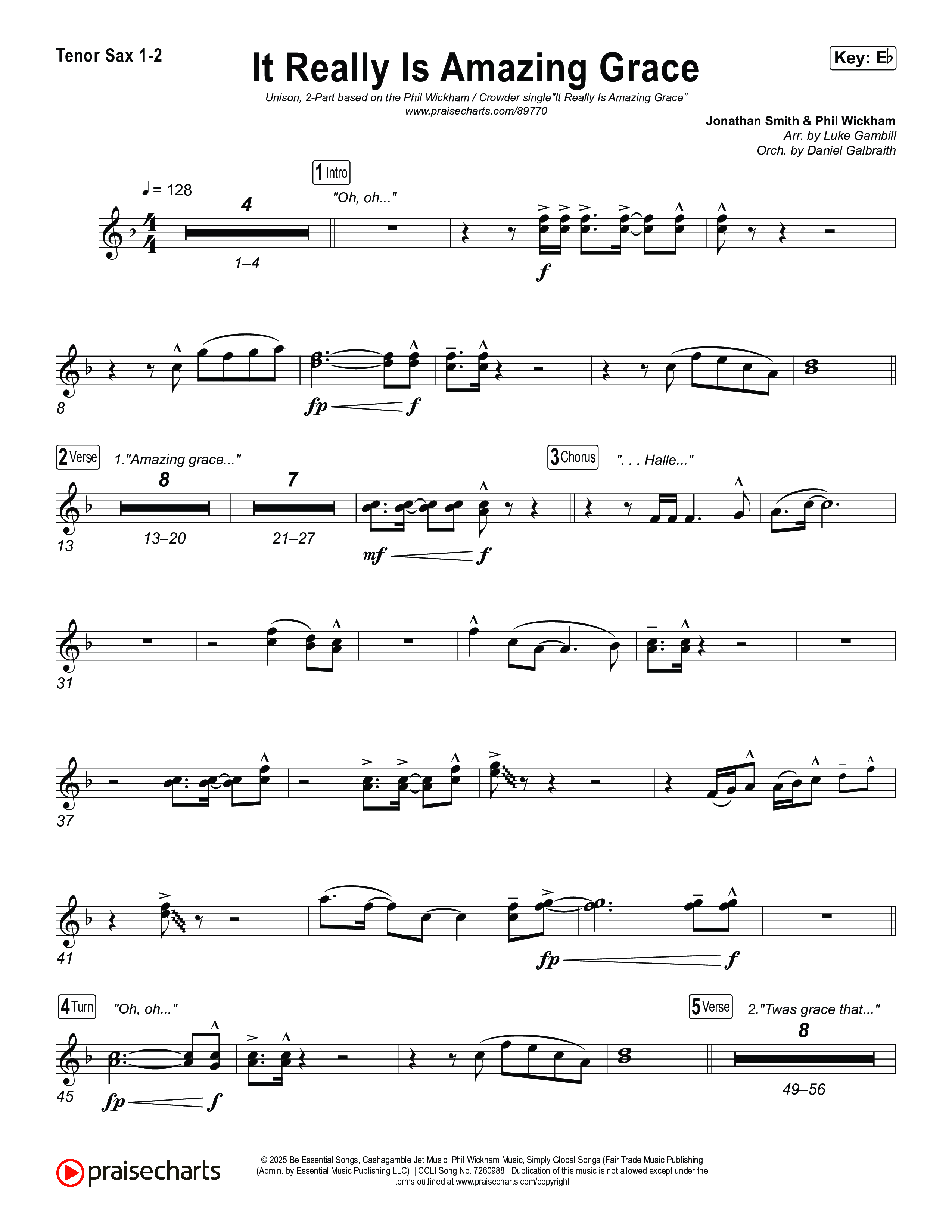It Really Is Amazing Grace (Unison/2-Part) Sax Pack (Phil Wickham / Crowder / Arr. Luke Gambill)