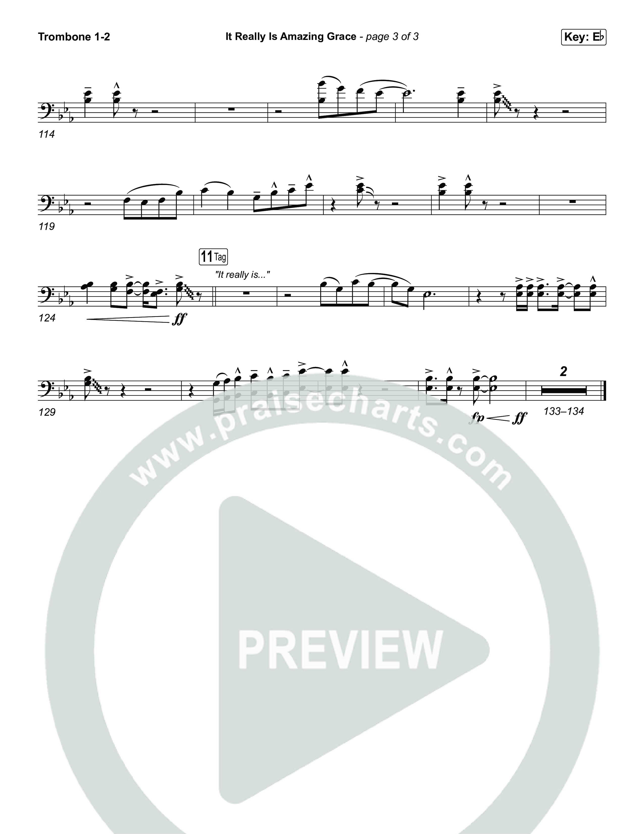 It Really Is Amazing Grace (Unison/2-Part) Trombone 1/2 (Phil Wickham / Crowder / Arr. Luke Gambill)