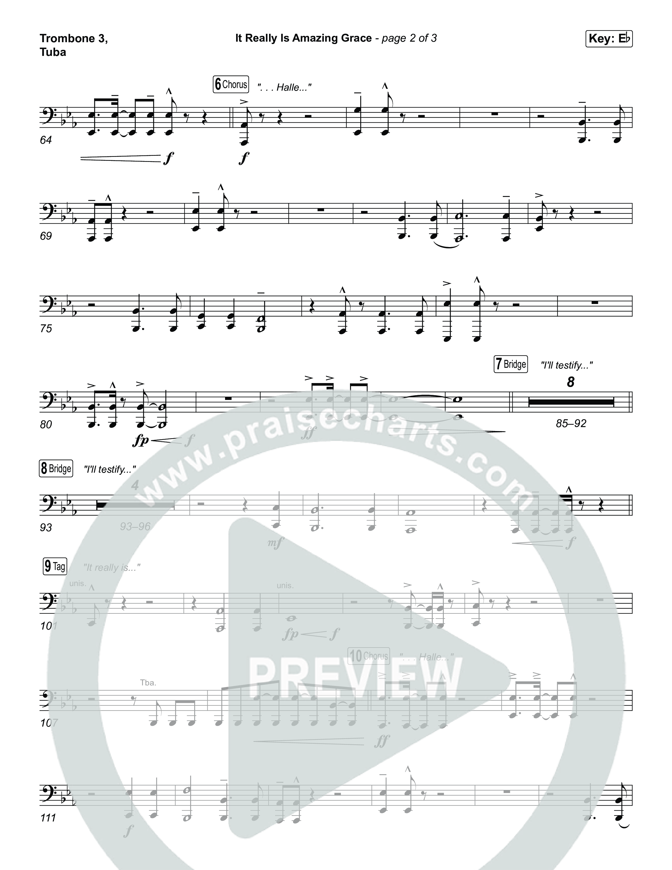 It Really Is Amazing Grace (Unison/2-Part) Trombone 3/Tuba (Phil Wickham / Crowder / Arr. Luke Gambill)