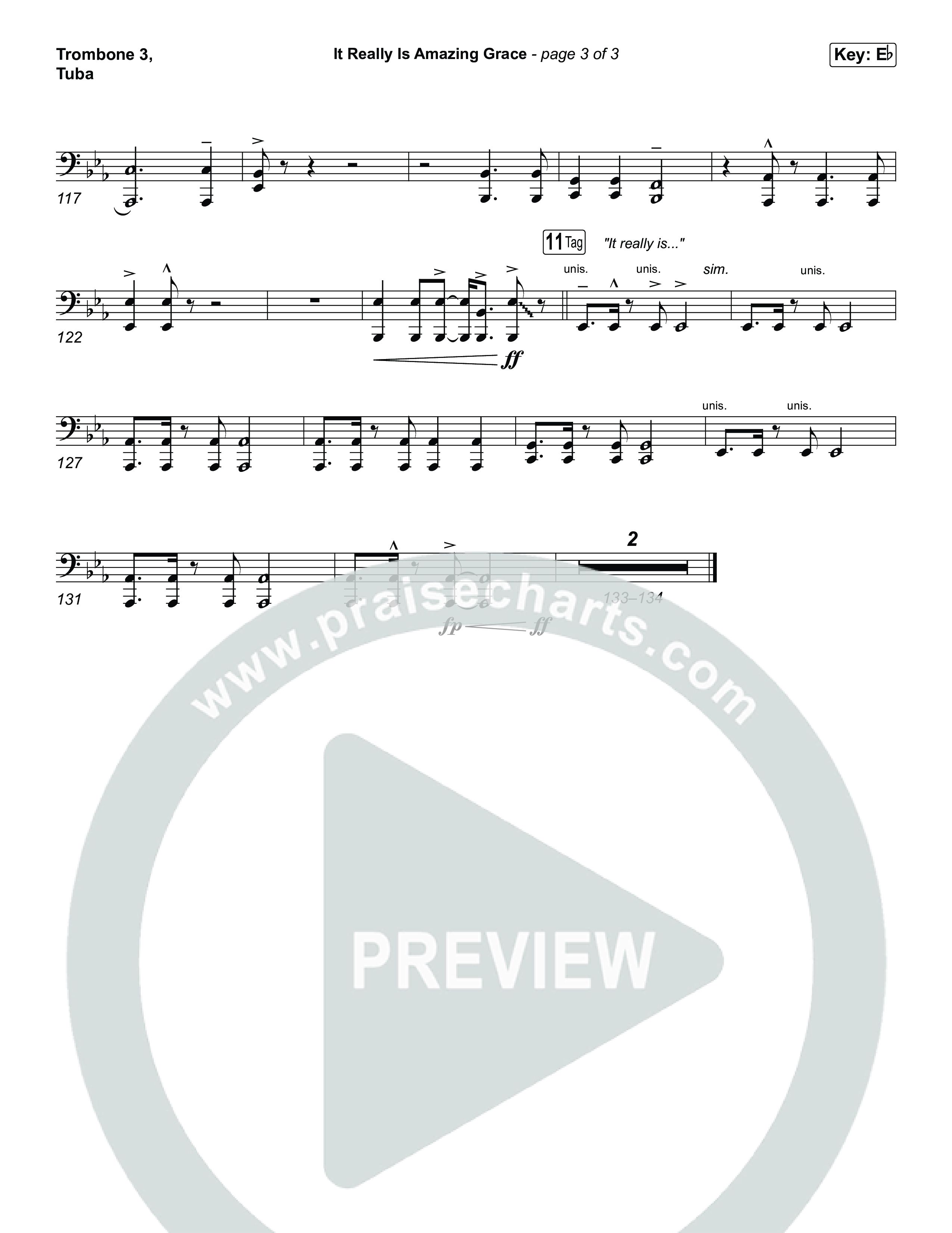 It Really Is Amazing Grace (Unison/2-Part) Trombone 3/Tuba (Phil Wickham / Crowder / Arr. Luke Gambill)