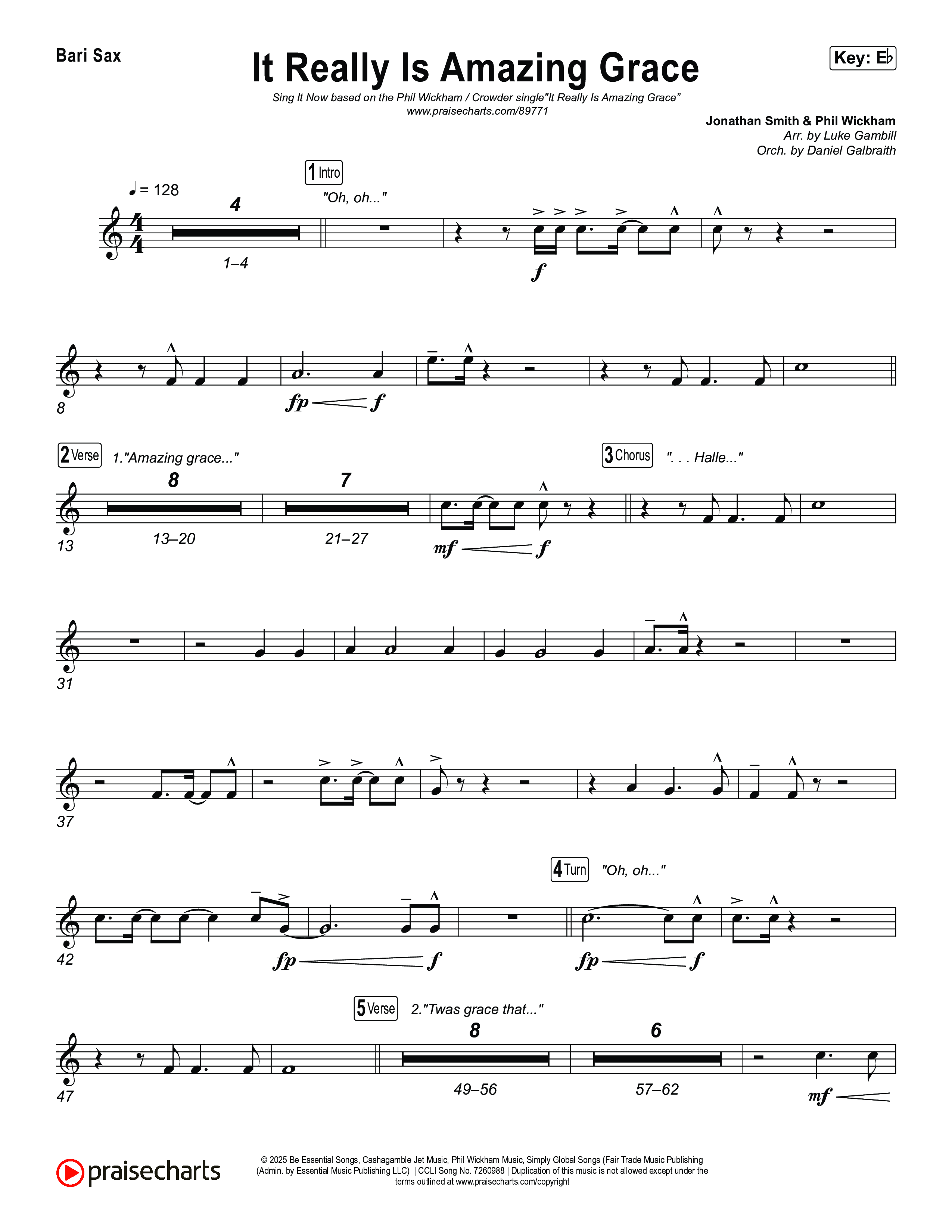 It Really Is Amazing Grace (Sing It Now) Bari Sax (Phil Wickham / Crowder / Arr. Luke Gambill)