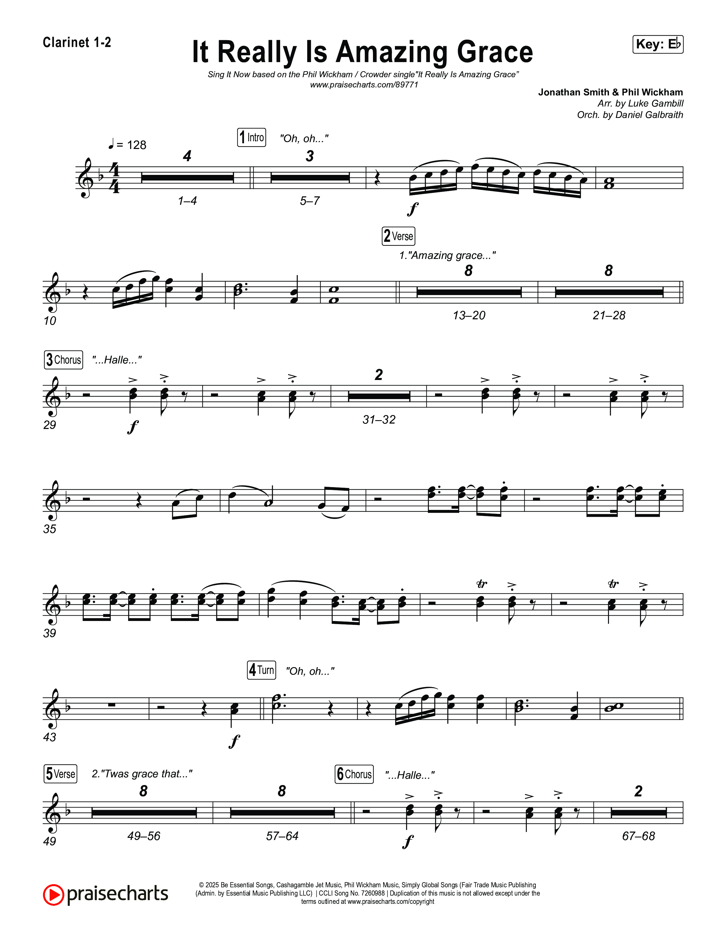 It Really Is Amazing Grace (Sing It Now) Clarinet 1/2 (Phil Wickham / Crowder / Arr. Luke Gambill)