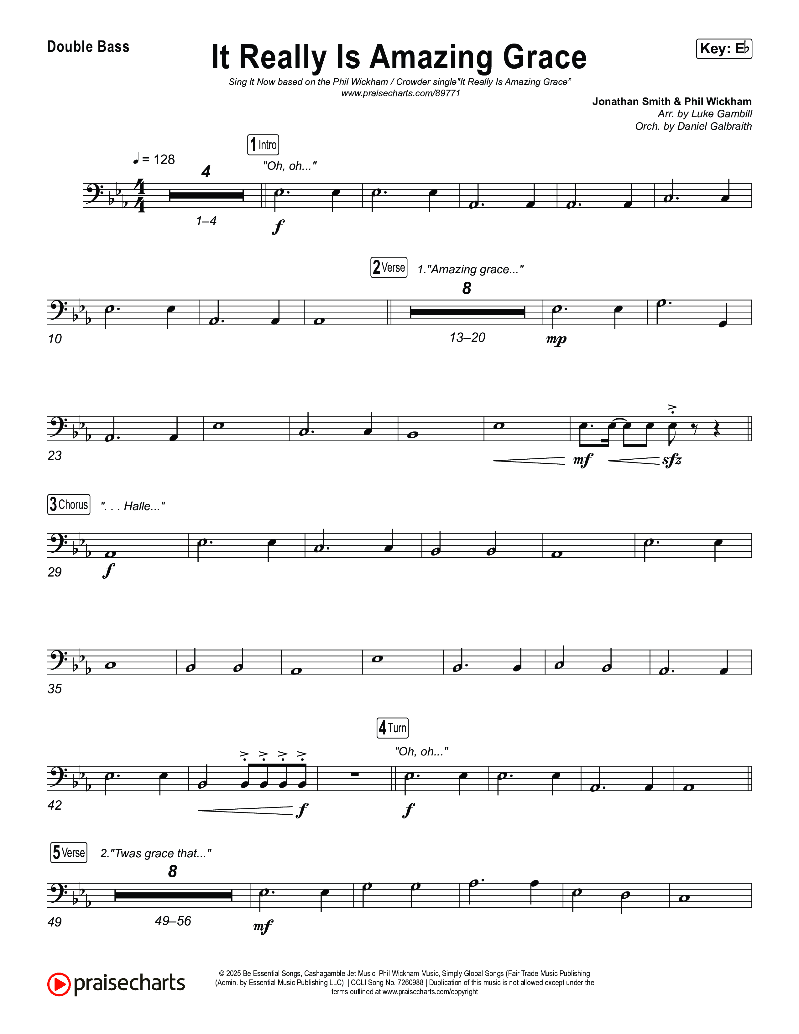 It Really Is Amazing Grace (Sing It Now) Double Bass (Phil Wickham / Crowder / Arr. Luke Gambill)