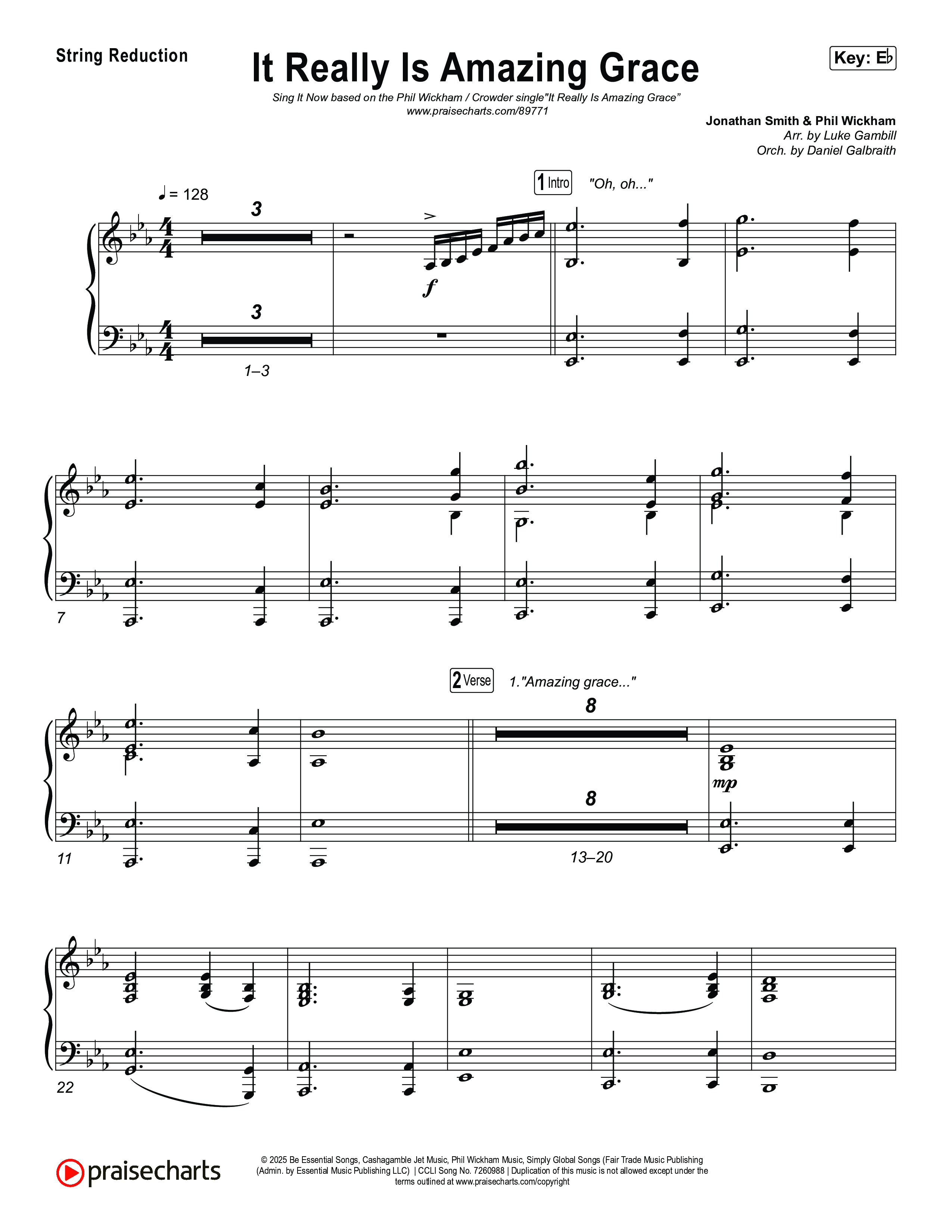 It Really Is Amazing Grace (Sing It Now) String Reduction (Phil Wickham / Crowder / Arr. Luke Gambill)