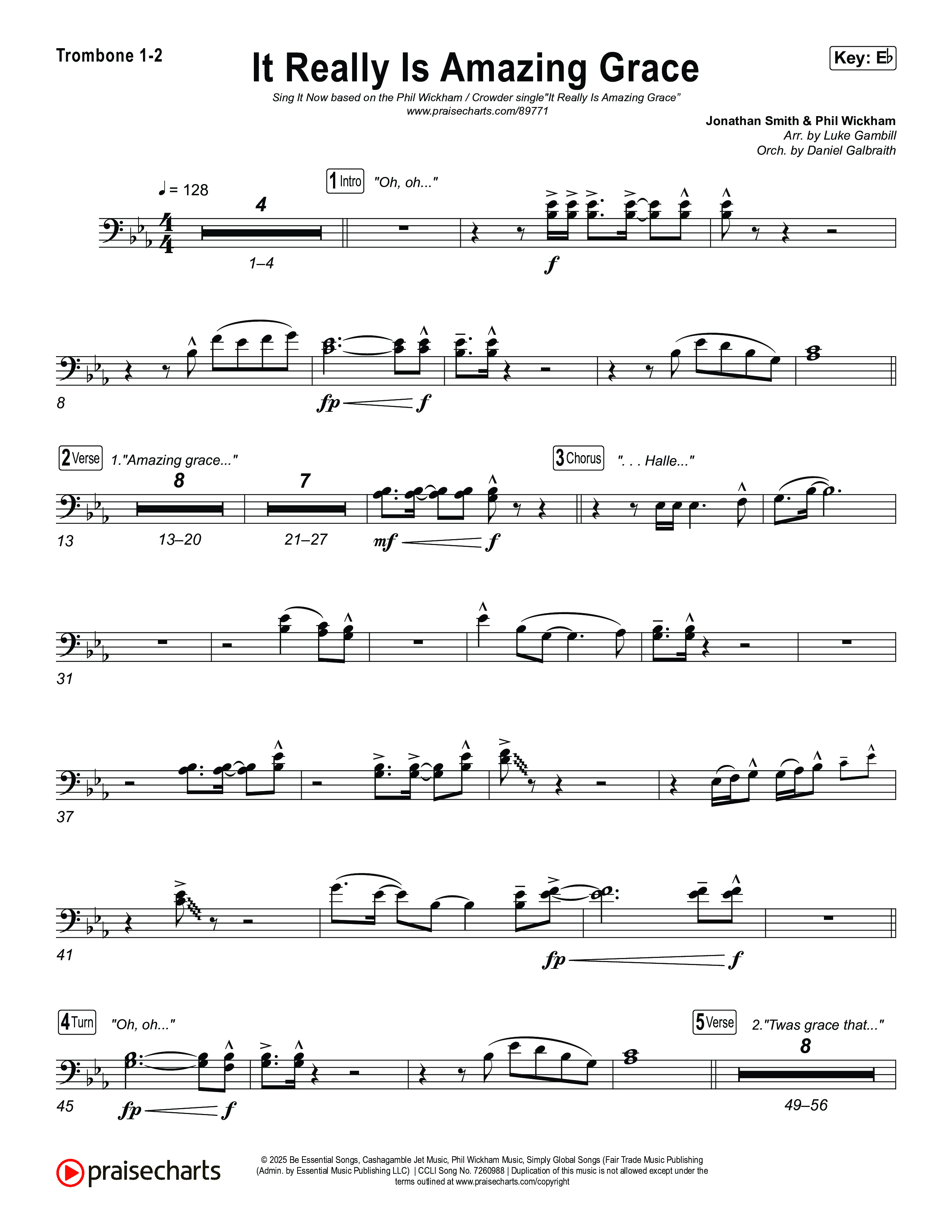 It Really Is Amazing Grace (Sing It Now) Trombone 1/2 (Phil Wickham / Crowder / Arr. Luke Gambill)