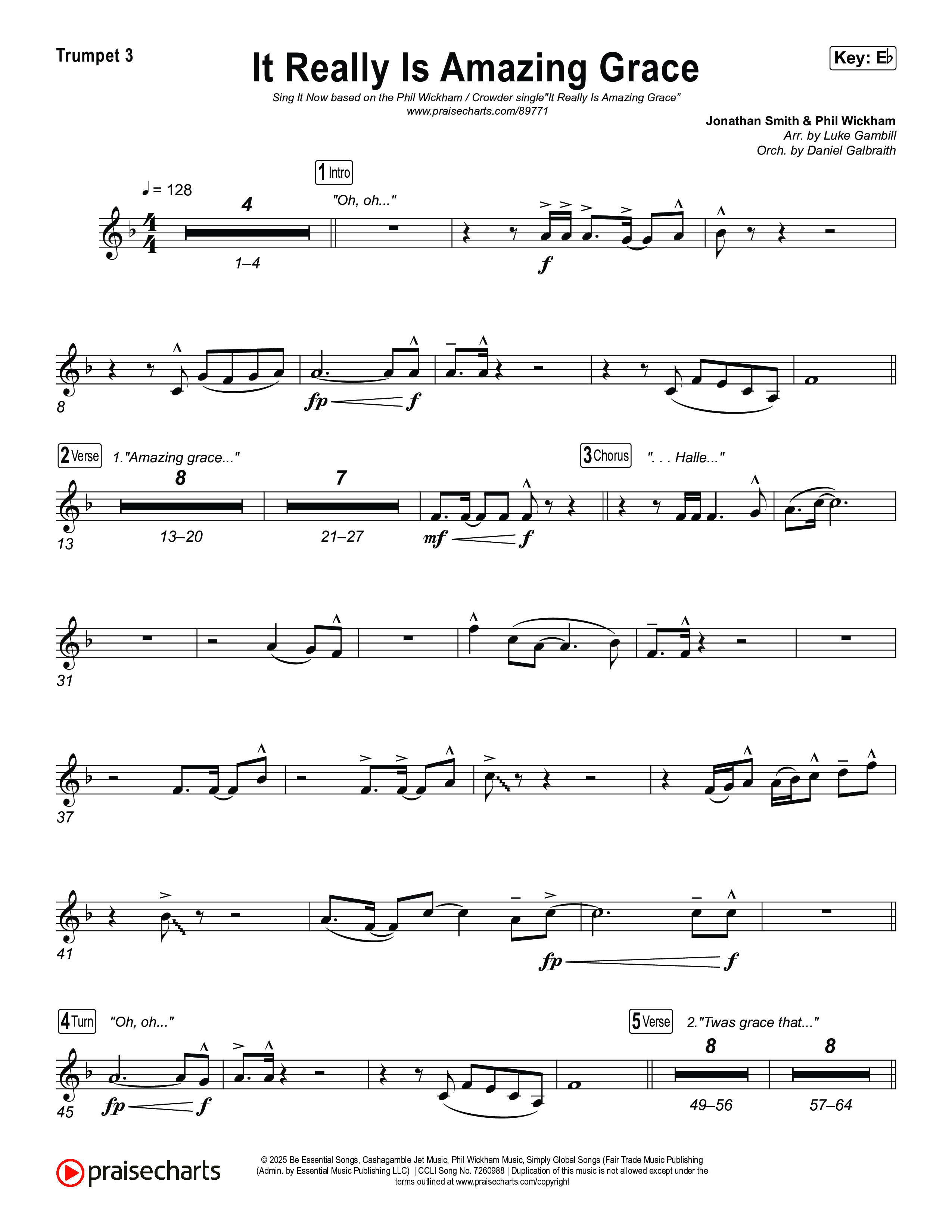 It Really Is Amazing Grace (Sing It Now) Trumpet 3 (Phil Wickham / Crowder / Arr. Luke Gambill)