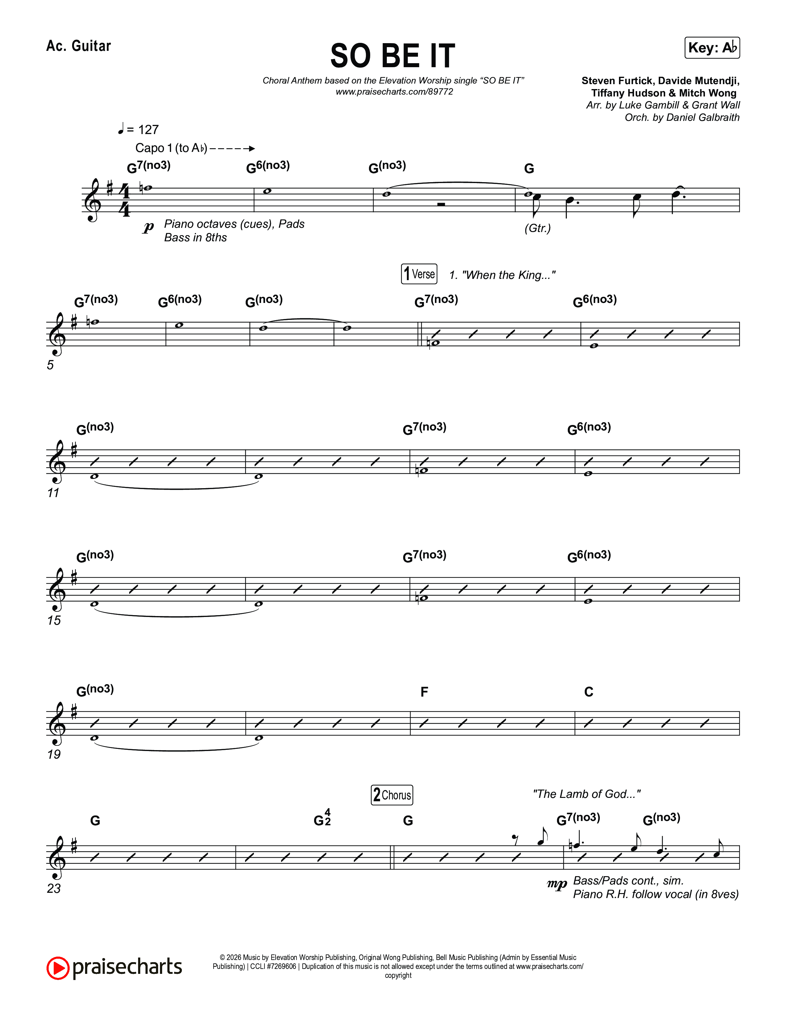 SO BE IT (Choral Anthem SATB) Acoustic Guitar (Elevation Worship / Tiffany Hudson / Chris Brown / Arr. Luke Gambill)