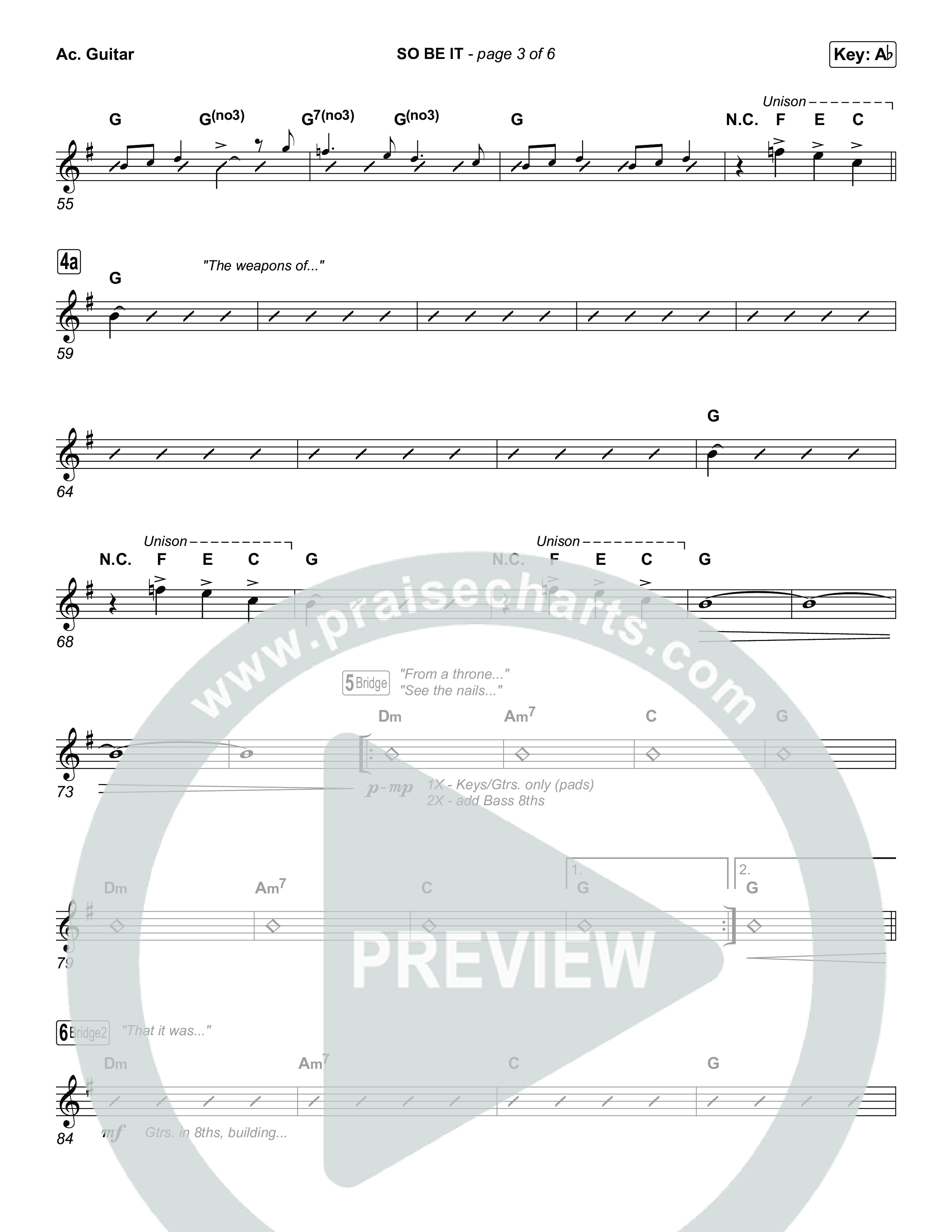 SO BE IT (Choral Anthem SATB) Acoustic Guitar (Elevation Worship / Tiffany Hudson / Chris Brown / Arr. Luke Gambill)