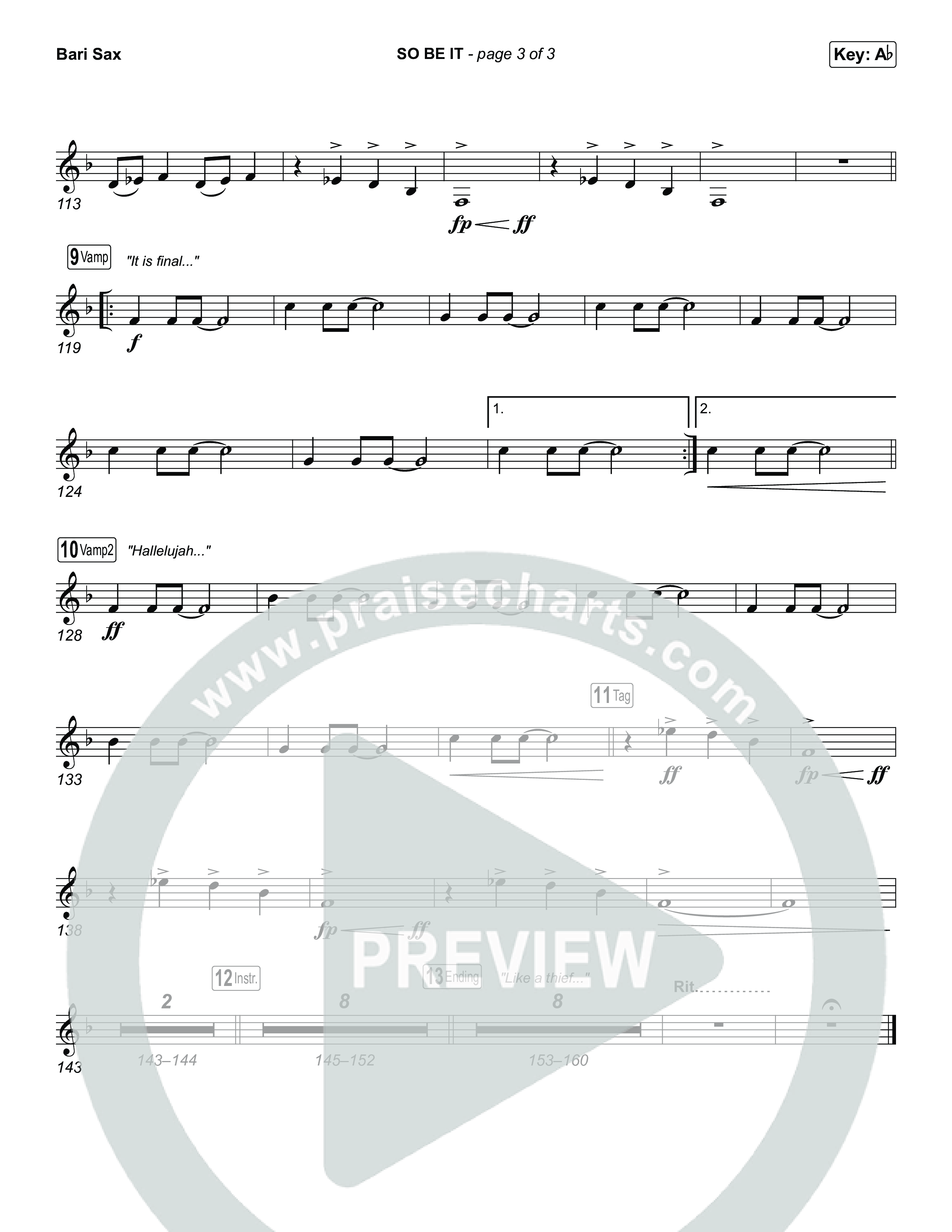 SO BE IT (Choral Anthem SATB) Bari Sax (Elevation Worship / Tiffany Hudson / Chris Brown / Arr. Luke Gambill)