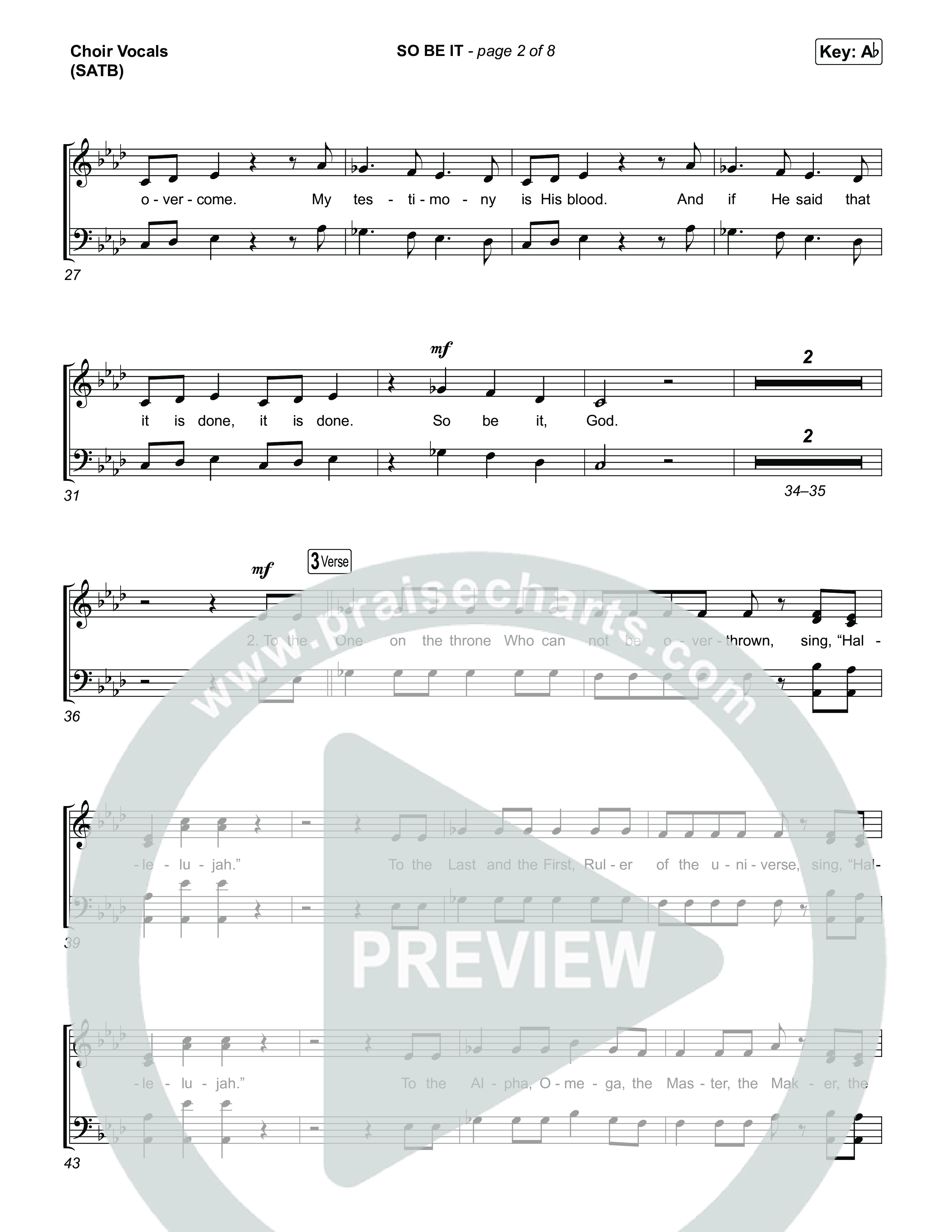 SO BE IT (Choral Anthem SATB) Choir Sheet (SATB) (Elevation Worship / Tiffany Hudson / Chris Brown / Arr. Luke Gambill)