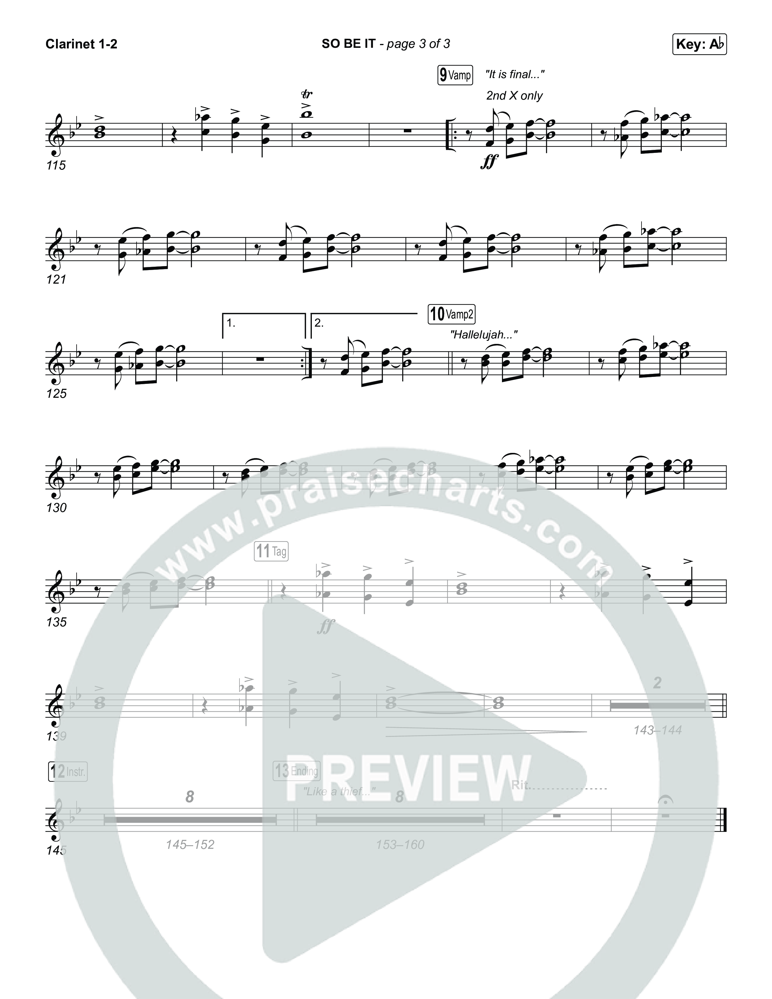 SO BE IT (Choral Anthem SATB) Clarinet 1/2 (Elevation Worship / Tiffany Hudson / Chris Brown / Arr. Luke Gambill)
