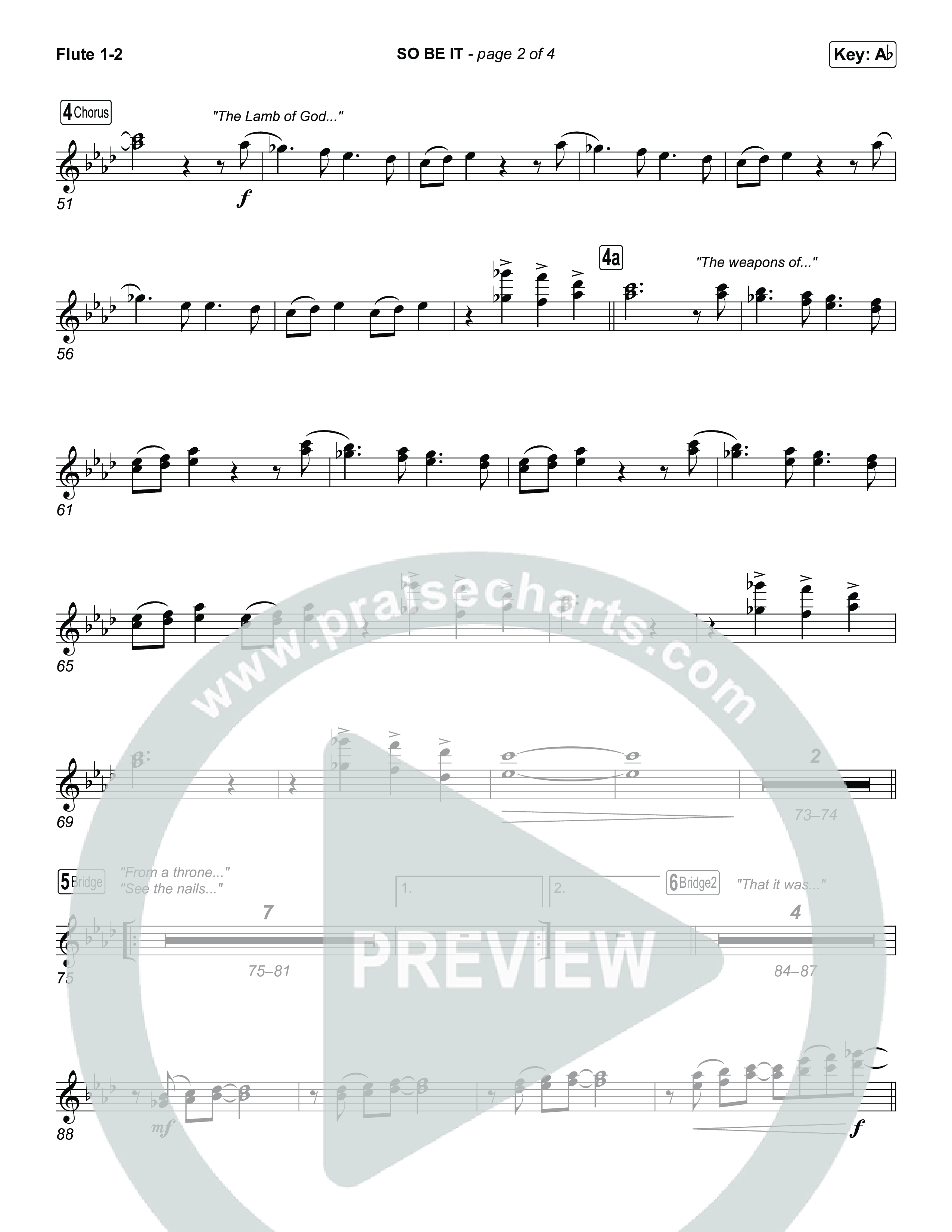 SO BE IT (Choral Anthem SATB) Flute 1,2 (Elevation Worship / Tiffany Hudson / Chris Brown / Arr. Luke Gambill)