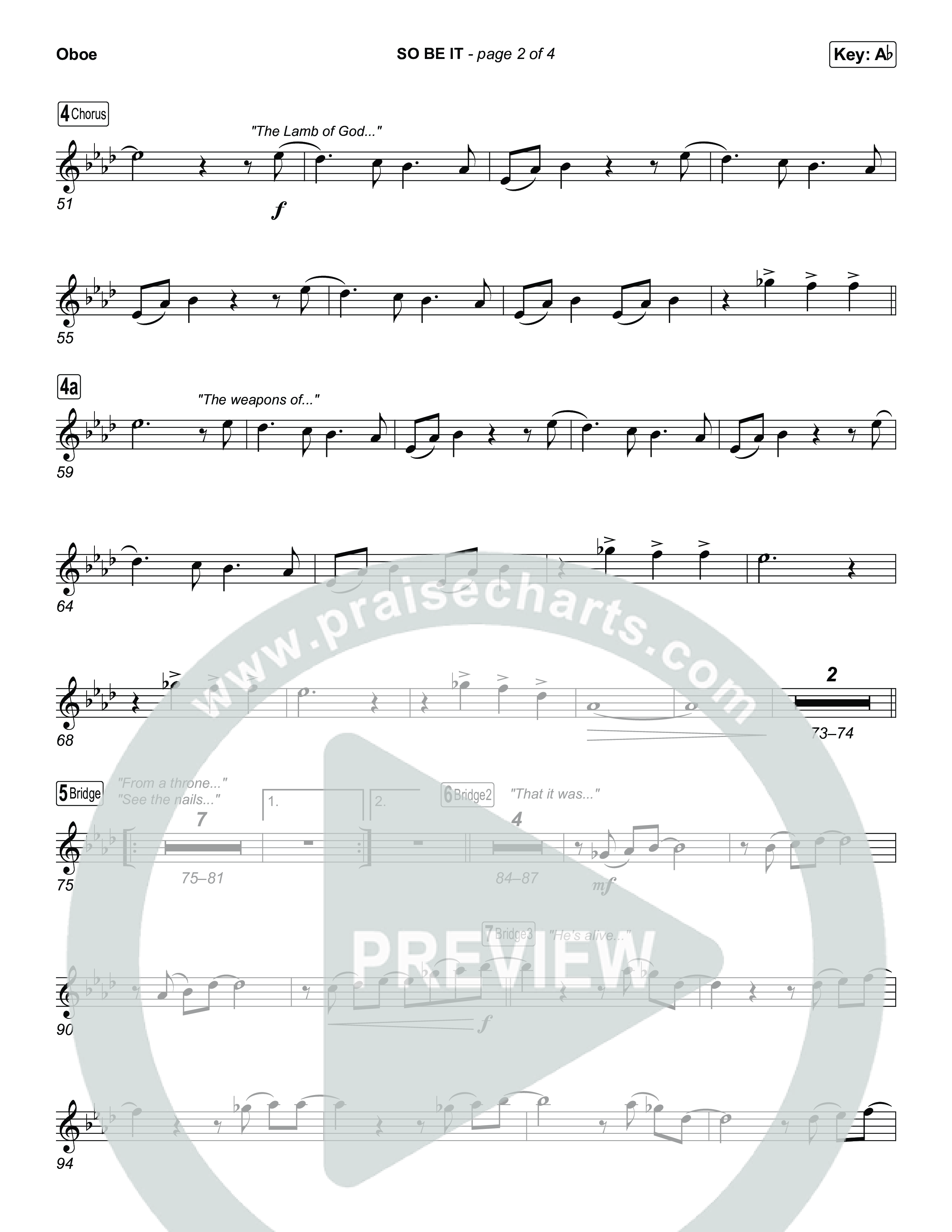 SO BE IT (Choral Anthem SATB) Oboe (Elevation Worship / Tiffany Hudson / Chris Brown / Arr. Luke Gambill)