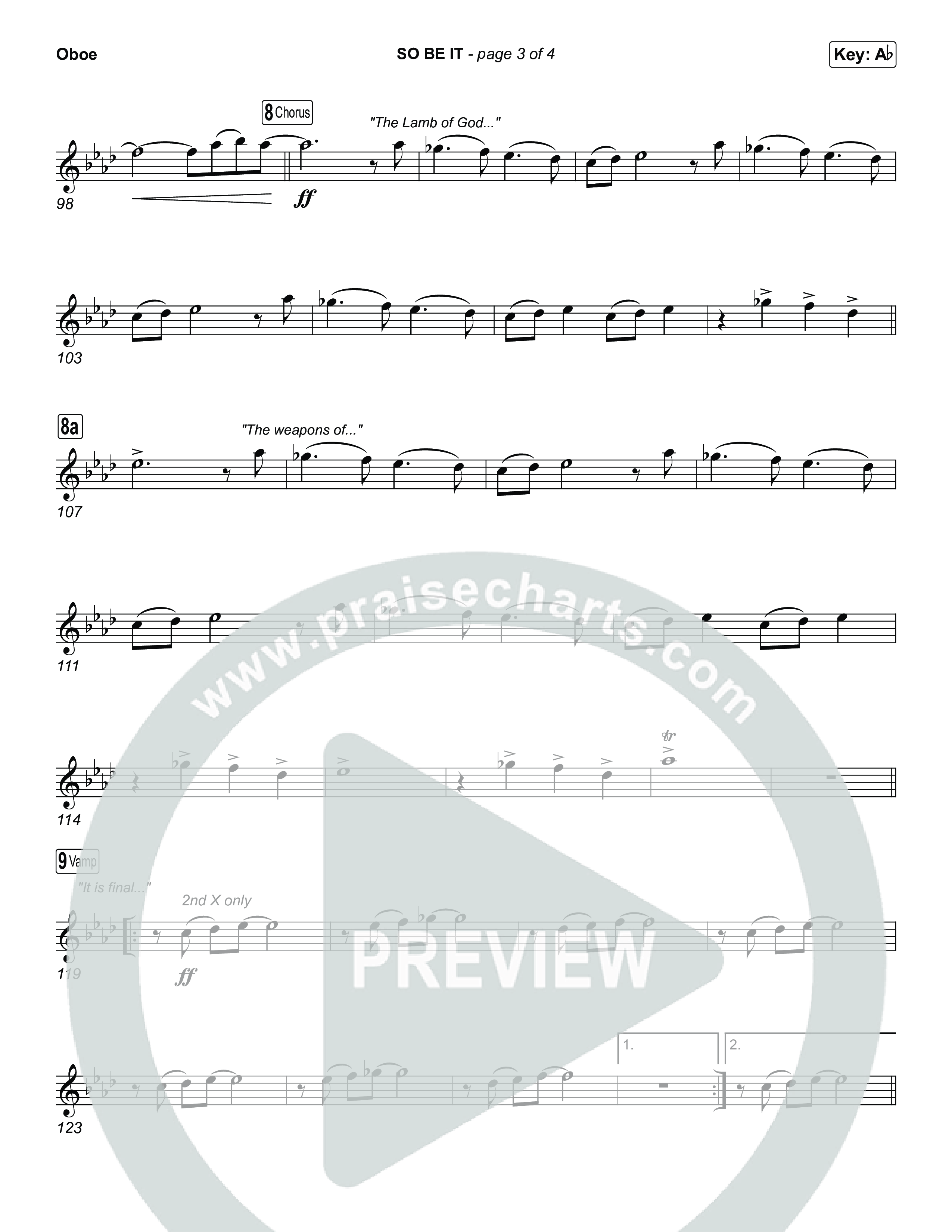 SO BE IT (Choral Anthem SATB) Oboe (Elevation Worship / Tiffany Hudson / Chris Brown / Arr. Luke Gambill)