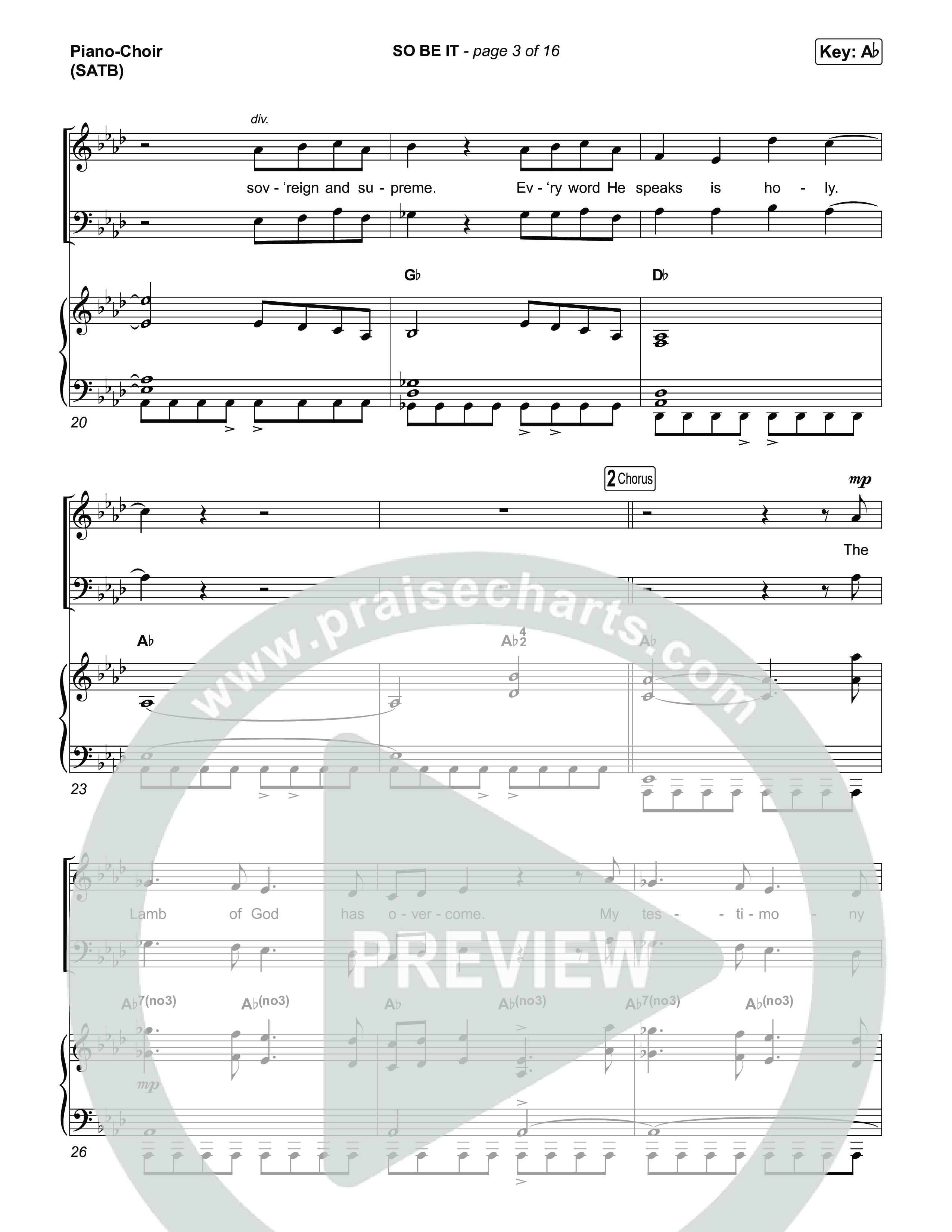 SO BE IT (Choral Anthem SATB) Piano/Vocal (SATB) (Elevation Worship / Tiffany Hudson / Chris Brown / Arr. Luke Gambill)