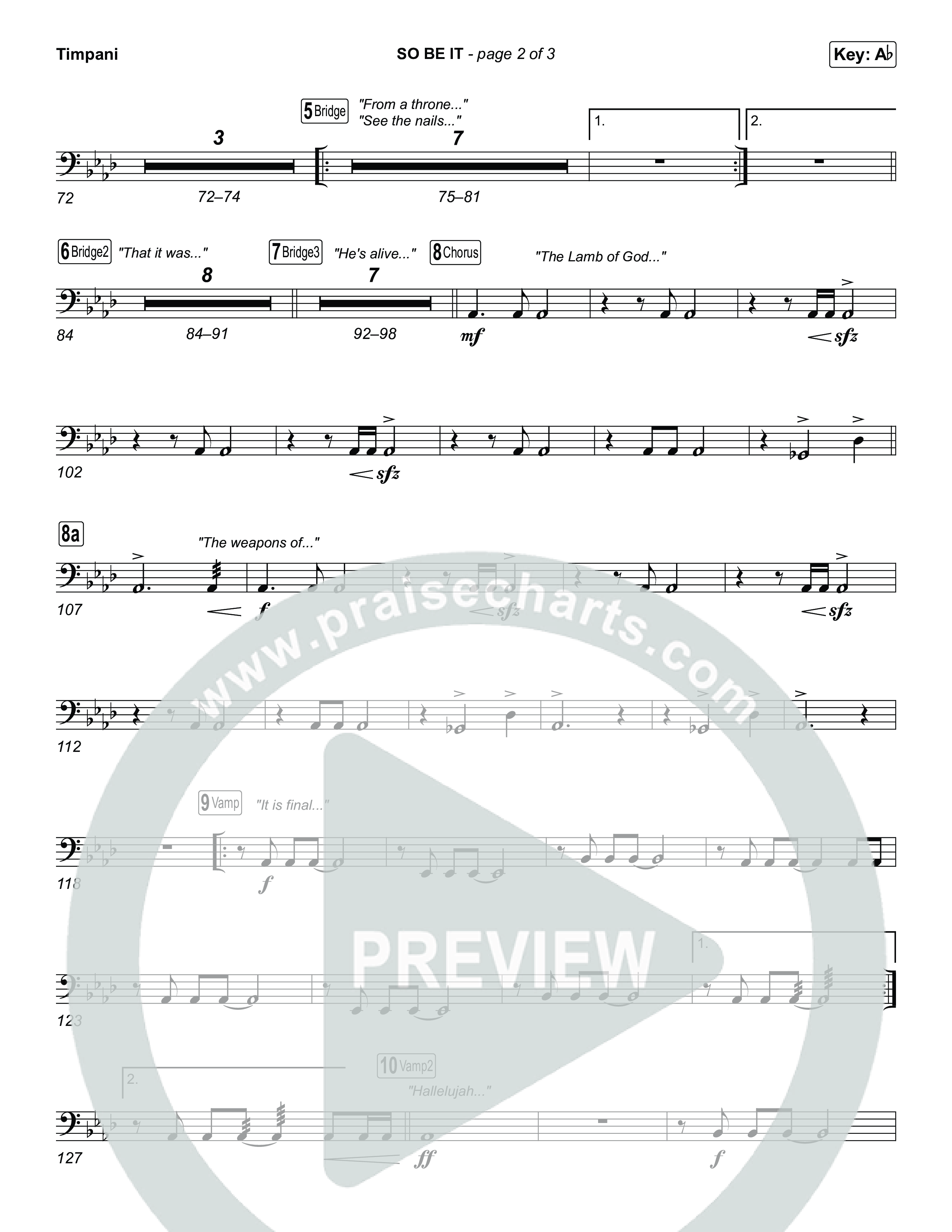 SO BE IT (Choral Anthem SATB) Timpani (Elevation Worship / Tiffany Hudson / Chris Brown / Arr. Luke Gambill)