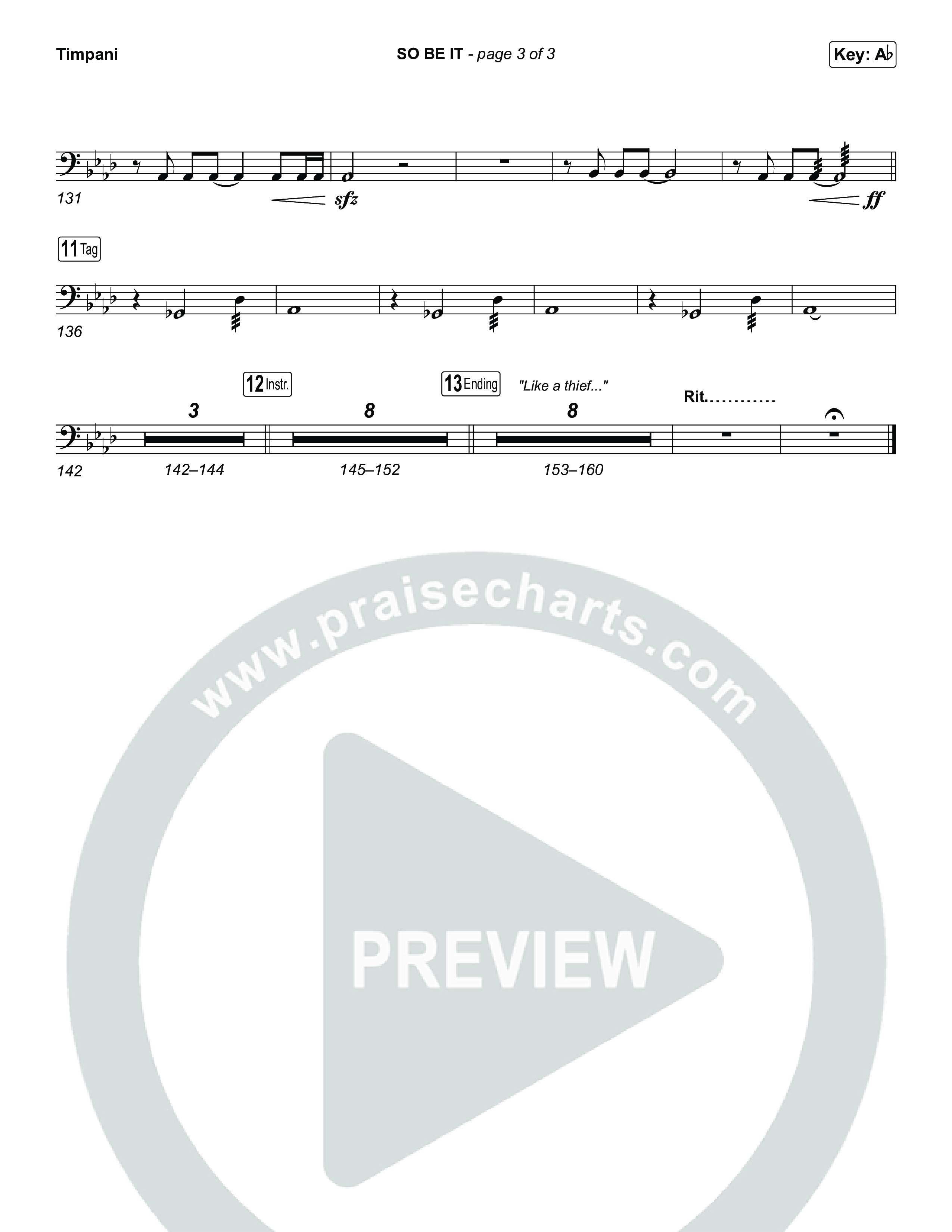 SO BE IT (Choral Anthem SATB) Timpani (Elevation Worship / Tiffany Hudson / Chris Brown / Arr. Luke Gambill)