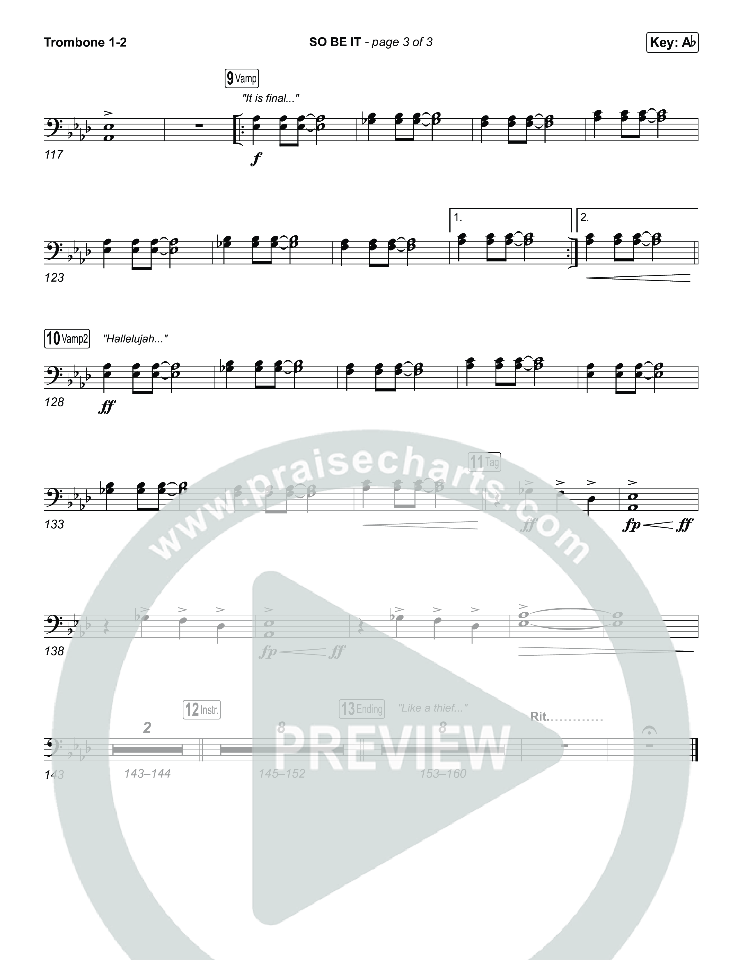 SO BE IT (Choral Anthem SATB) Trombone 1/2 (Elevation Worship / Tiffany Hudson / Chris Brown / Arr. Luke Gambill)