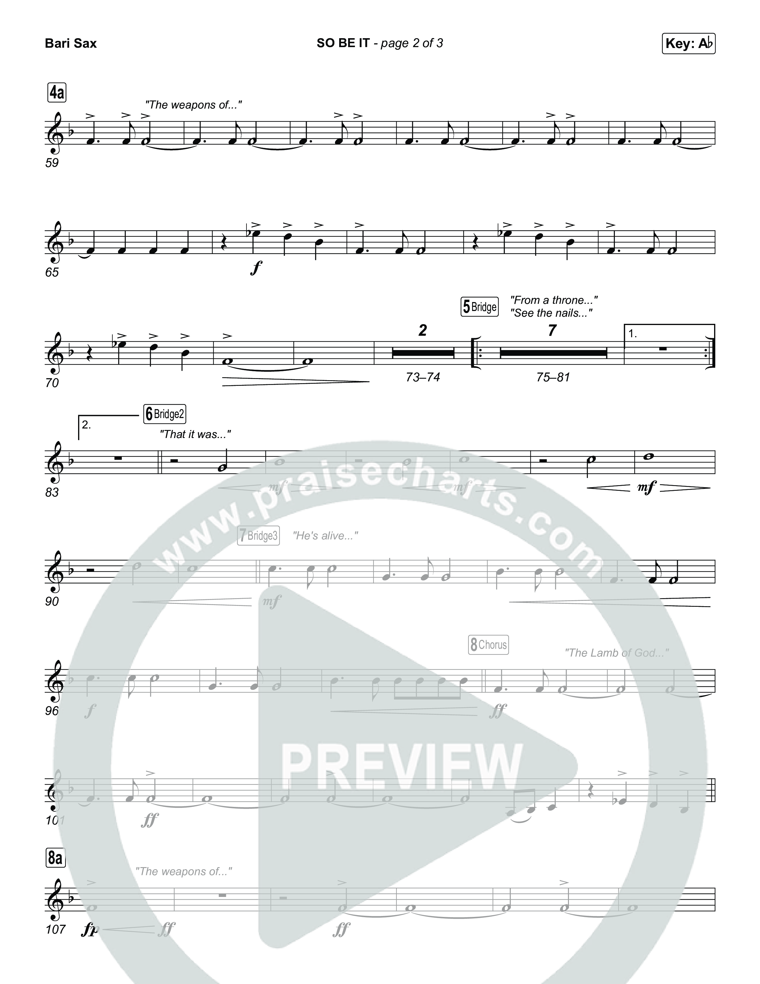 SO BE IT (Worship Choir/SAB) Bari Sax (Elevation Worship / Tiffany Hudson / Chris Brown / Arr. Luke Gambill)