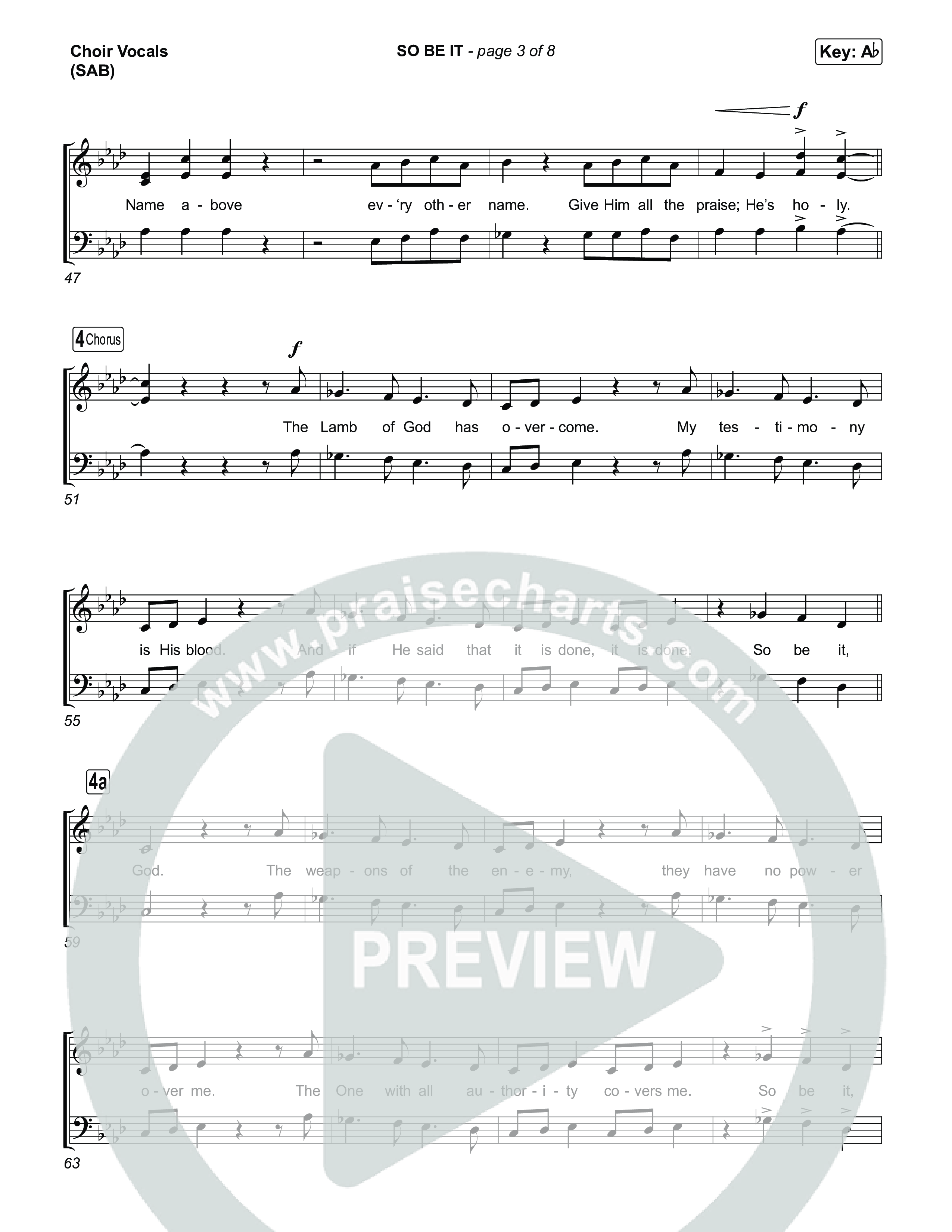 SO BE IT (Worship Choir/SAB) Choir Sheet (SAB) (Elevation Worship / Tiffany Hudson / Chris Brown / Arr. Luke Gambill)