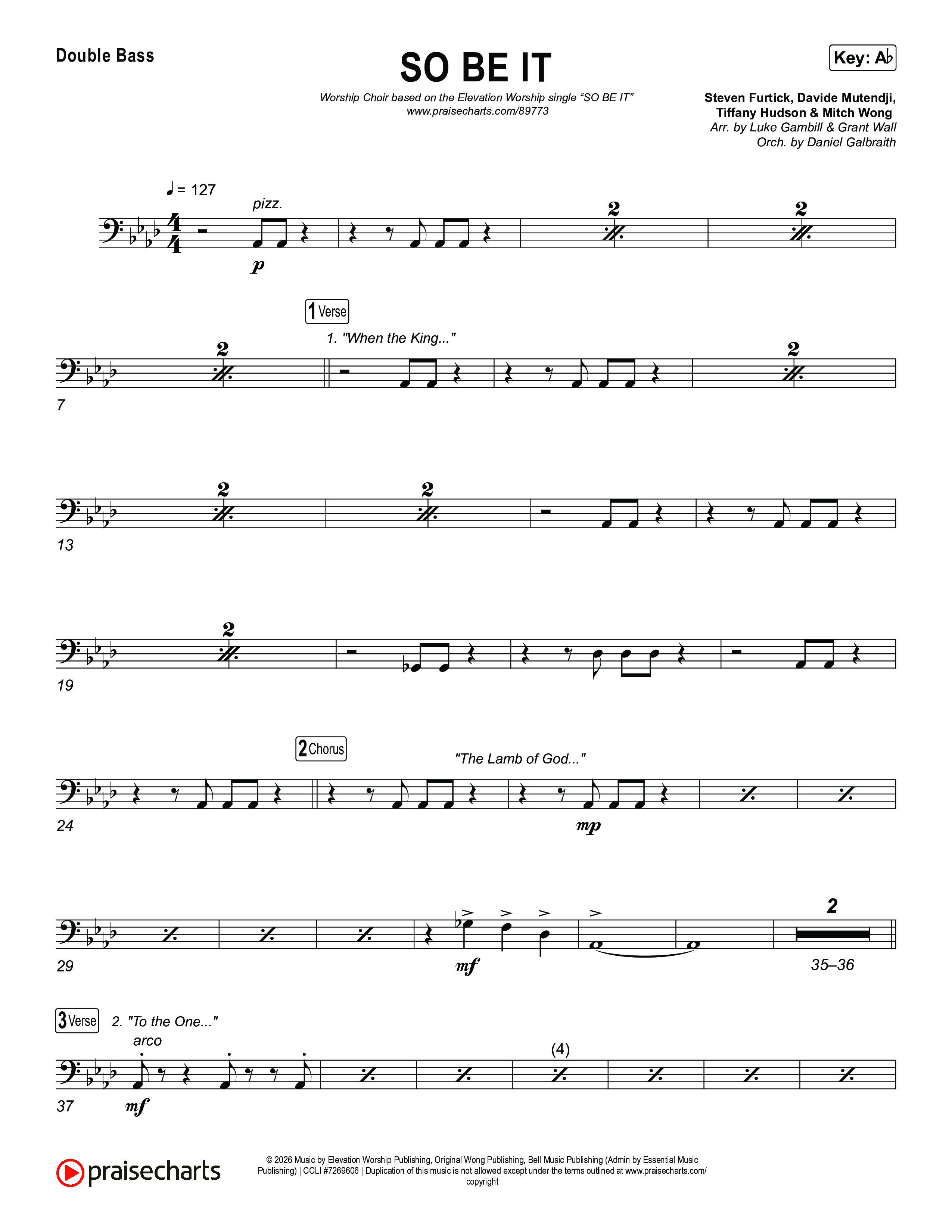 SO BE IT (Worship Choir/SAB) Double Bass (Elevation Worship / Tiffany Hudson / Chris Brown / Arr. Luke Gambill)