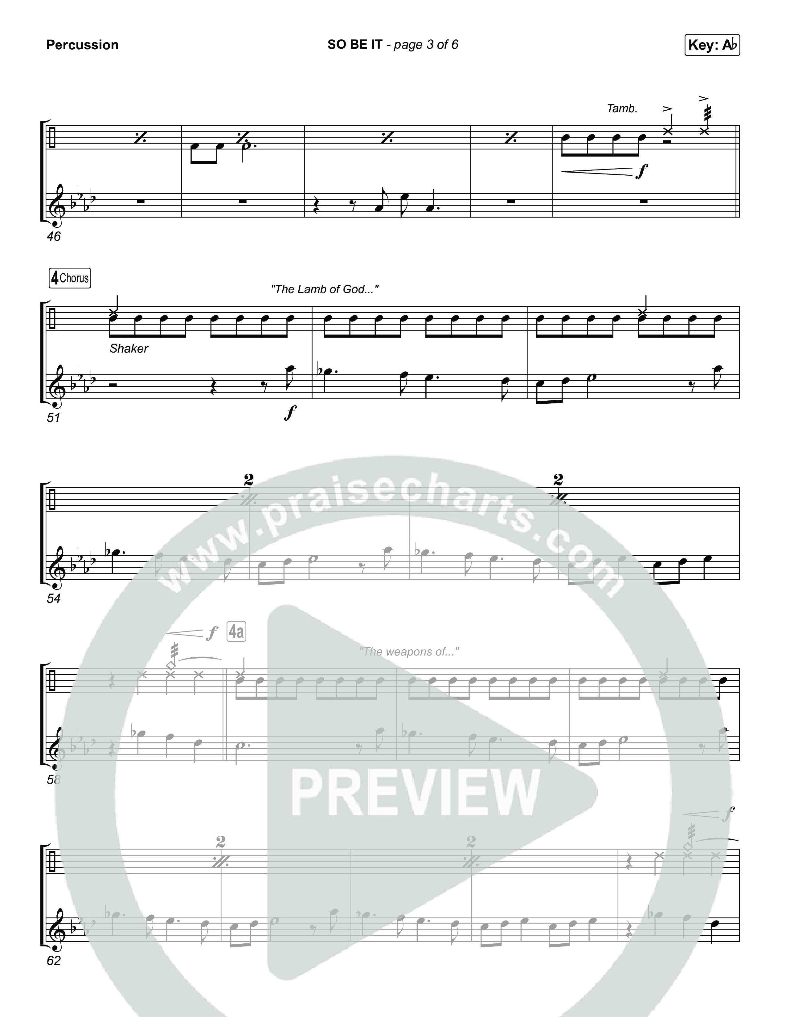 SO BE IT (Worship Choir/SAB) Percussion (Elevation Worship / Tiffany Hudson / Chris Brown / Arr. Luke Gambill)