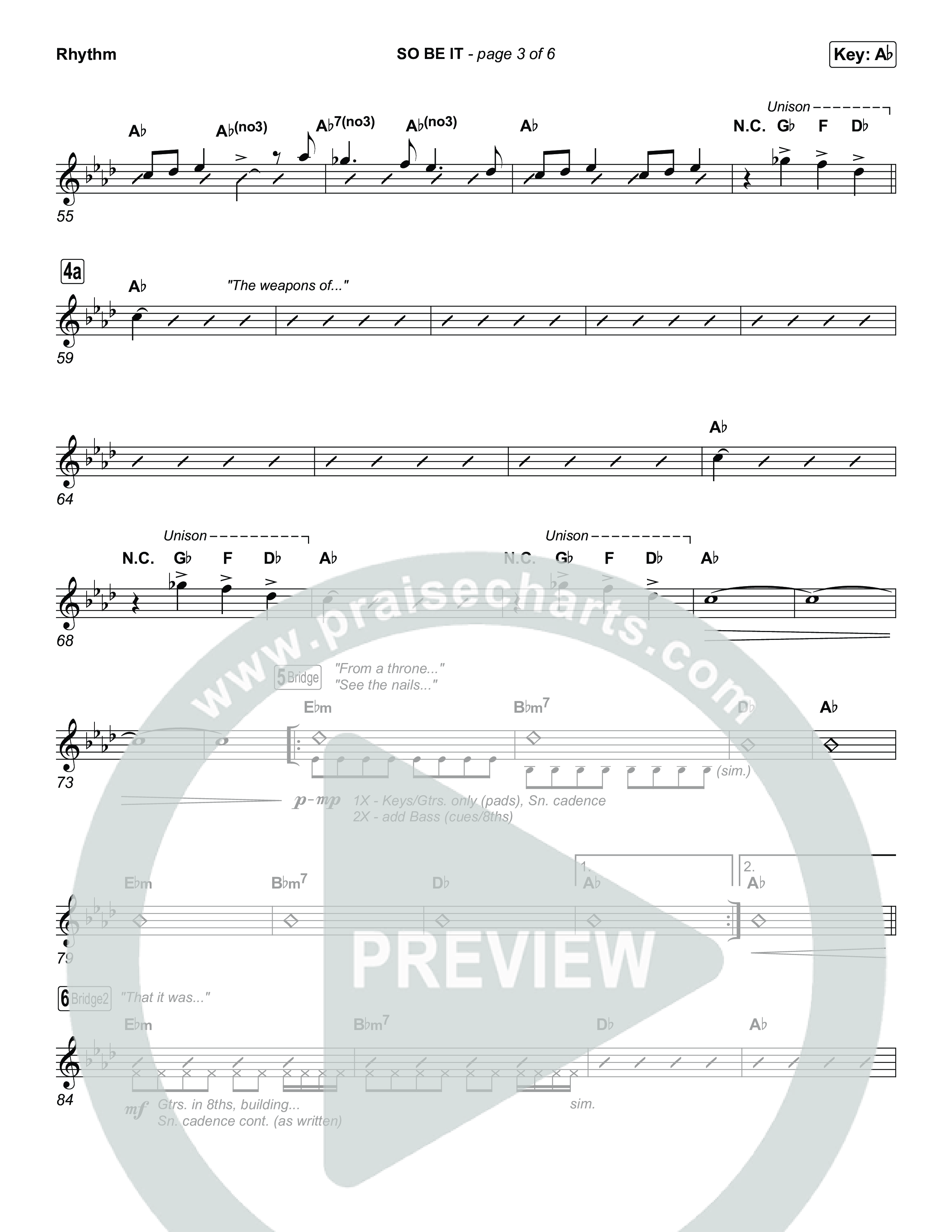 SO BE IT (Worship Choir/SAB) Rhythm Chart (Elevation Worship / Tiffany Hudson / Chris Brown / Arr. Luke Gambill)