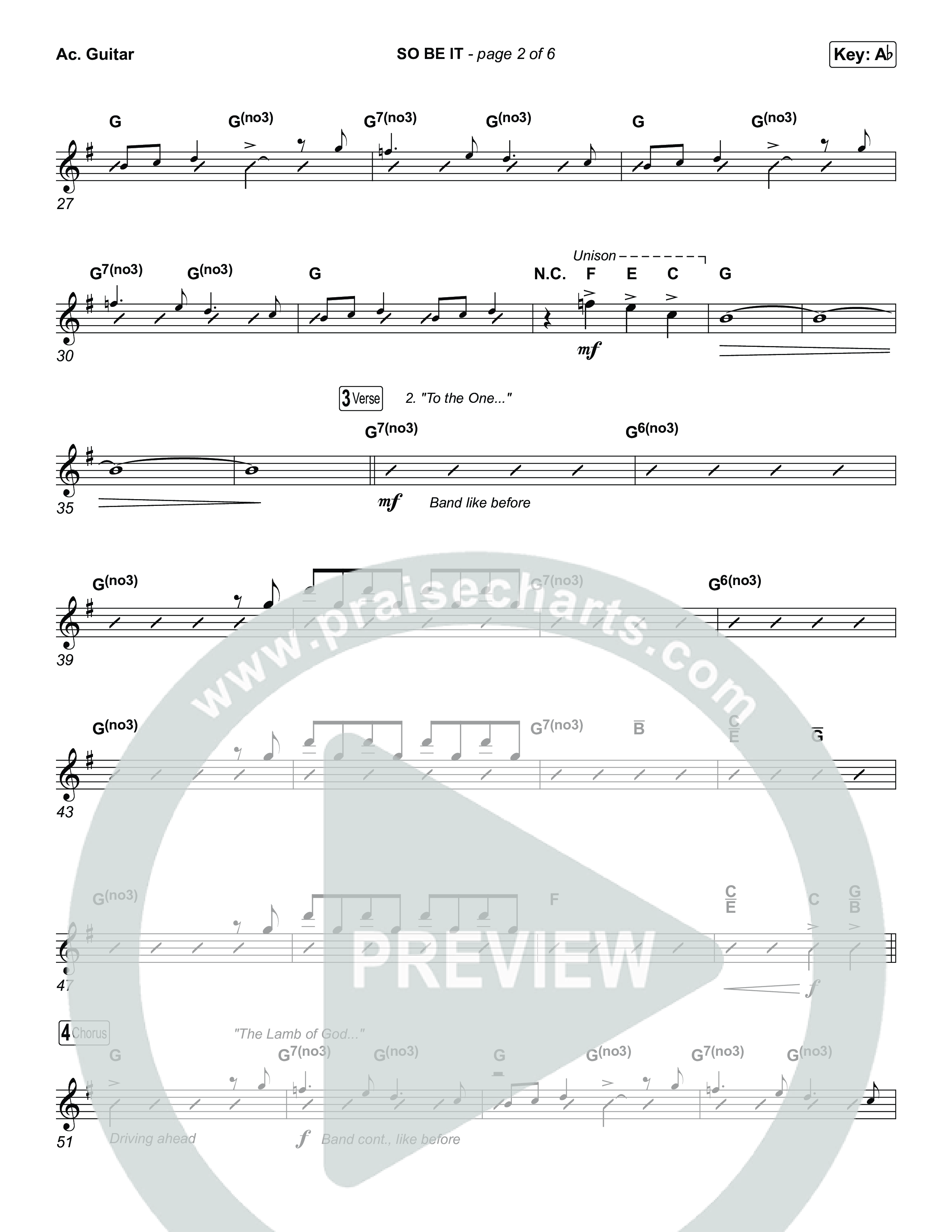 SO BE IT (Unison/2-Part) Acoustic Guitar (Elevation Worship / Tiffany Hudson / Chris Brown / Arr. Luke Gambill)