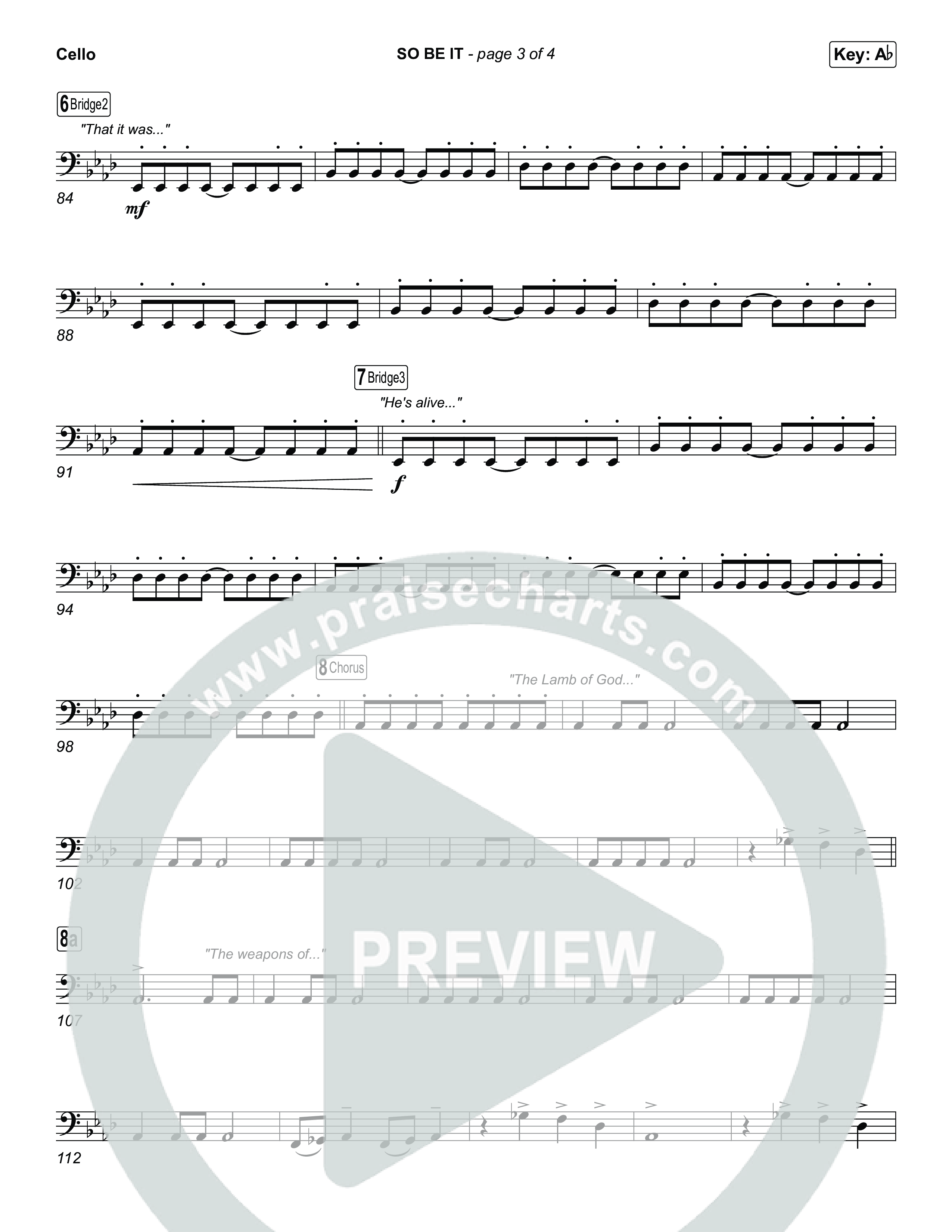 SO BE IT (Unison/2-Part) Cello (Elevation Worship / Tiffany Hudson / Chris Brown / Arr. Luke Gambill)