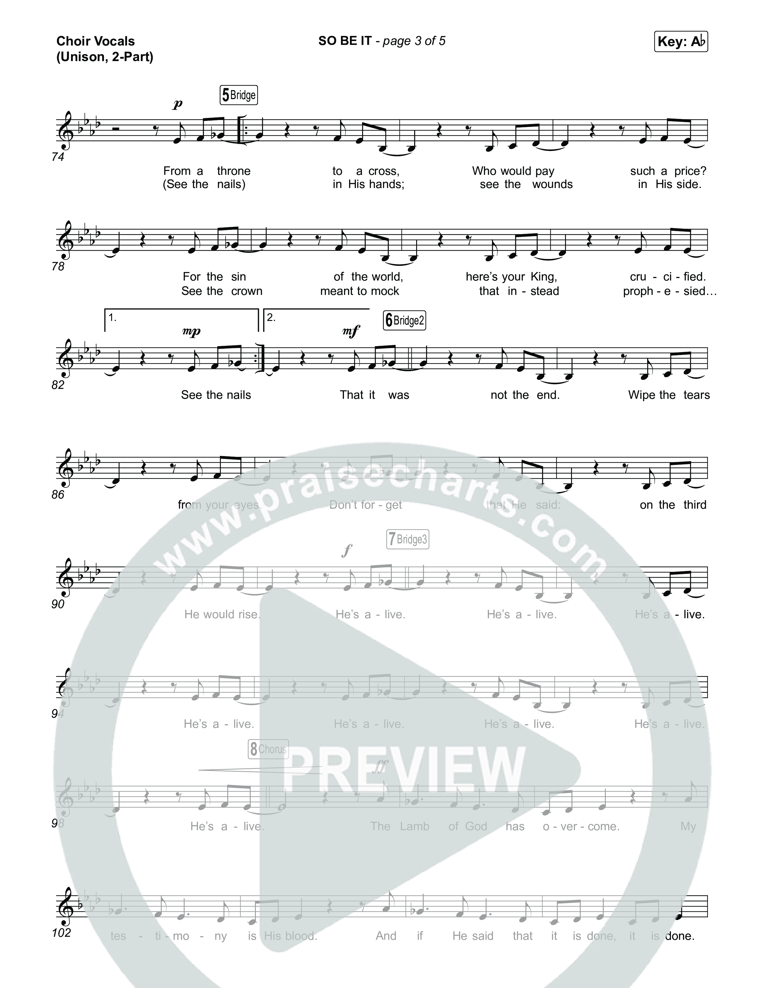 SO BE IT (Unison/2-Part) Choir Vocals (Uni/2-Part) (Elevation Worship / Tiffany Hudson / Chris Brown / Arr. Luke Gambill)