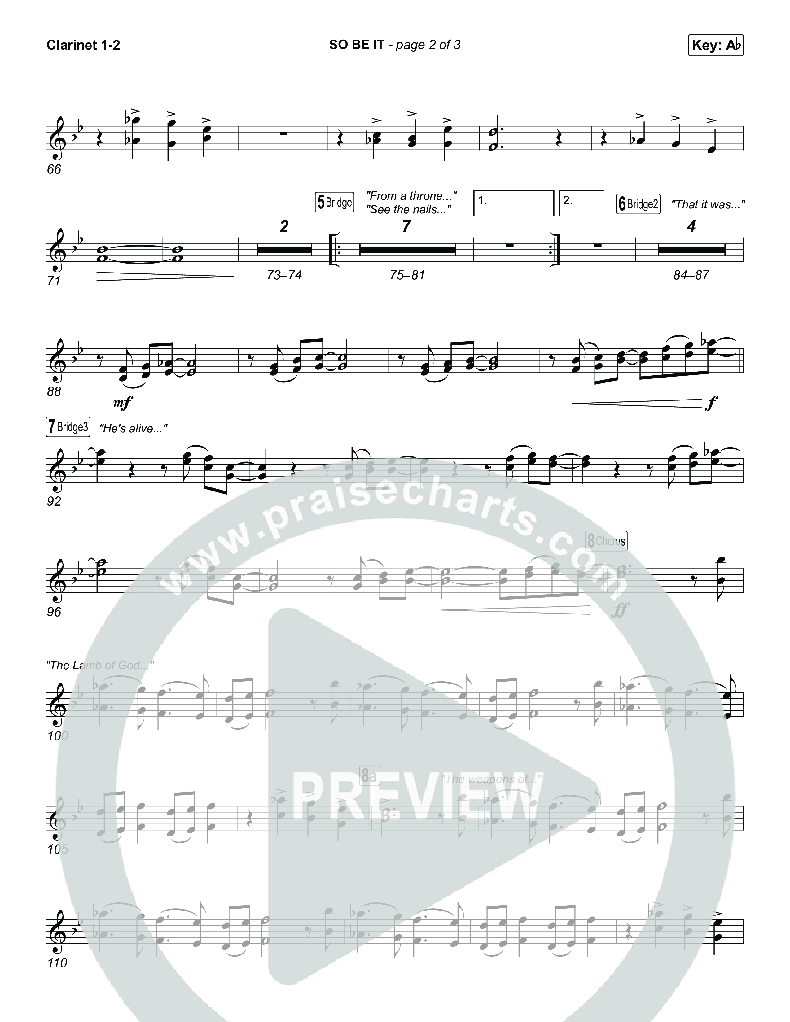 SO BE IT (Unison/2-Part) Clarinet 1/2 (Elevation Worship / Tiffany Hudson / Chris Brown / Arr. Luke Gambill)