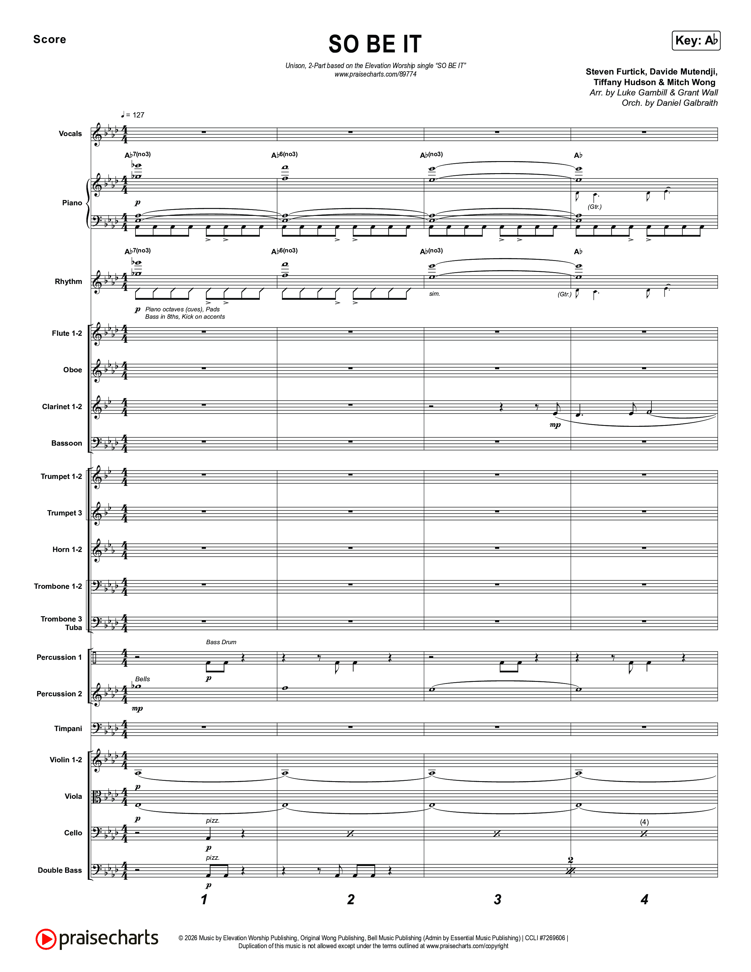 SO BE IT (Unison/2-Part) Conductor's Score (Elevation Worship / Tiffany Hudson / Chris Brown / Arr. Luke Gambill)