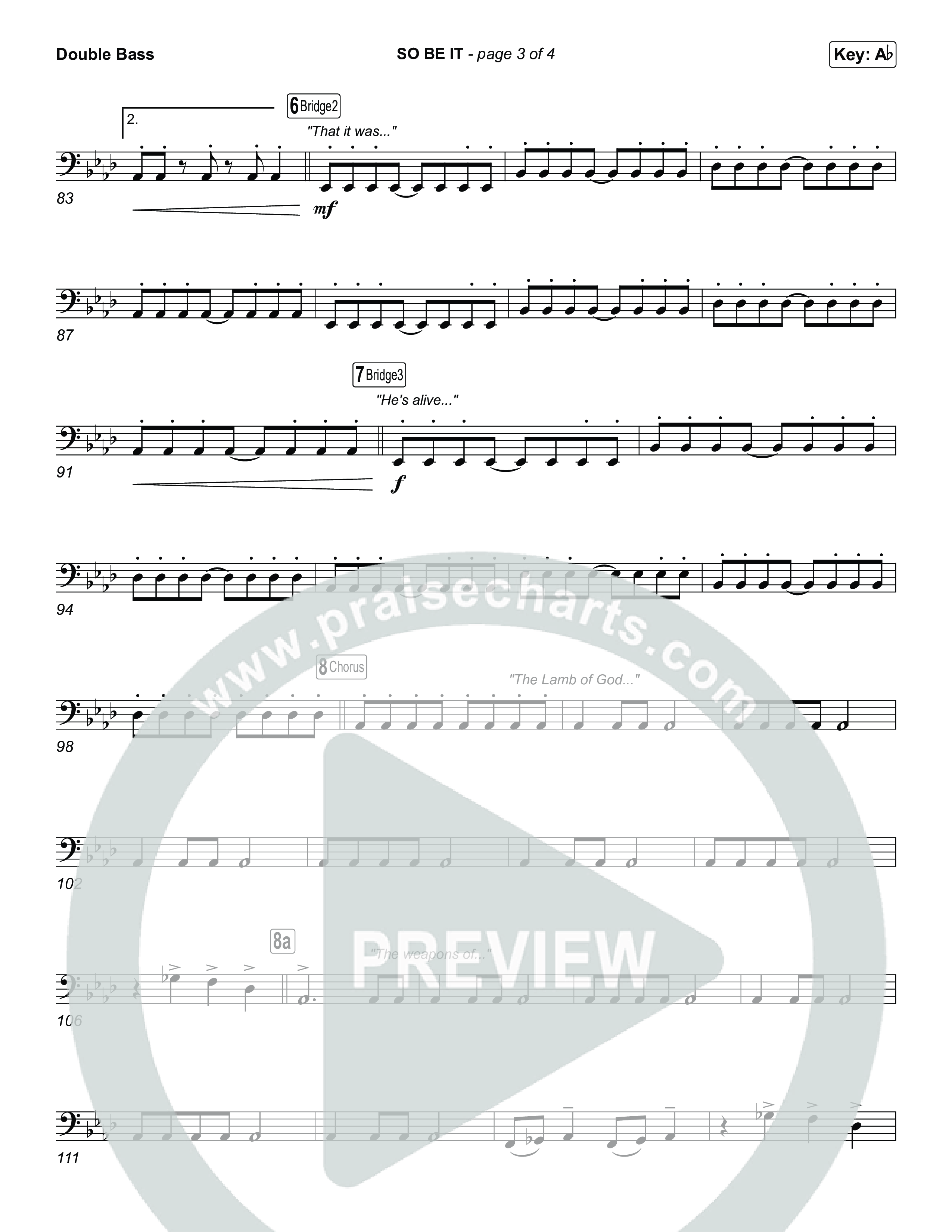 SO BE IT (Unison/2-Part) Double Bass (Elevation Worship / Tiffany Hudson / Chris Brown / Arr. Luke Gambill)