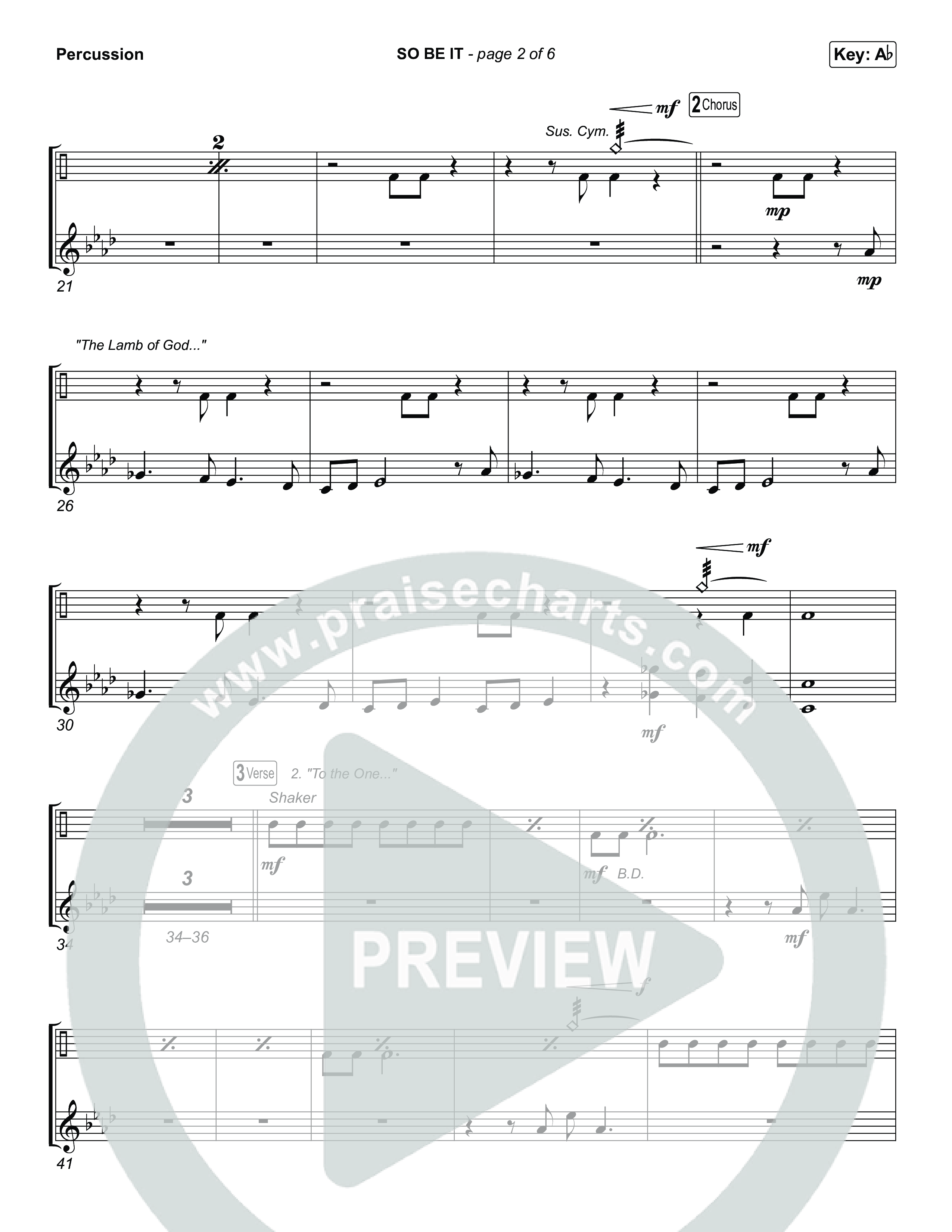 SO BE IT (Unison/2-Part) Percussion (Elevation Worship / Tiffany Hudson / Chris Brown / Arr. Luke Gambill)