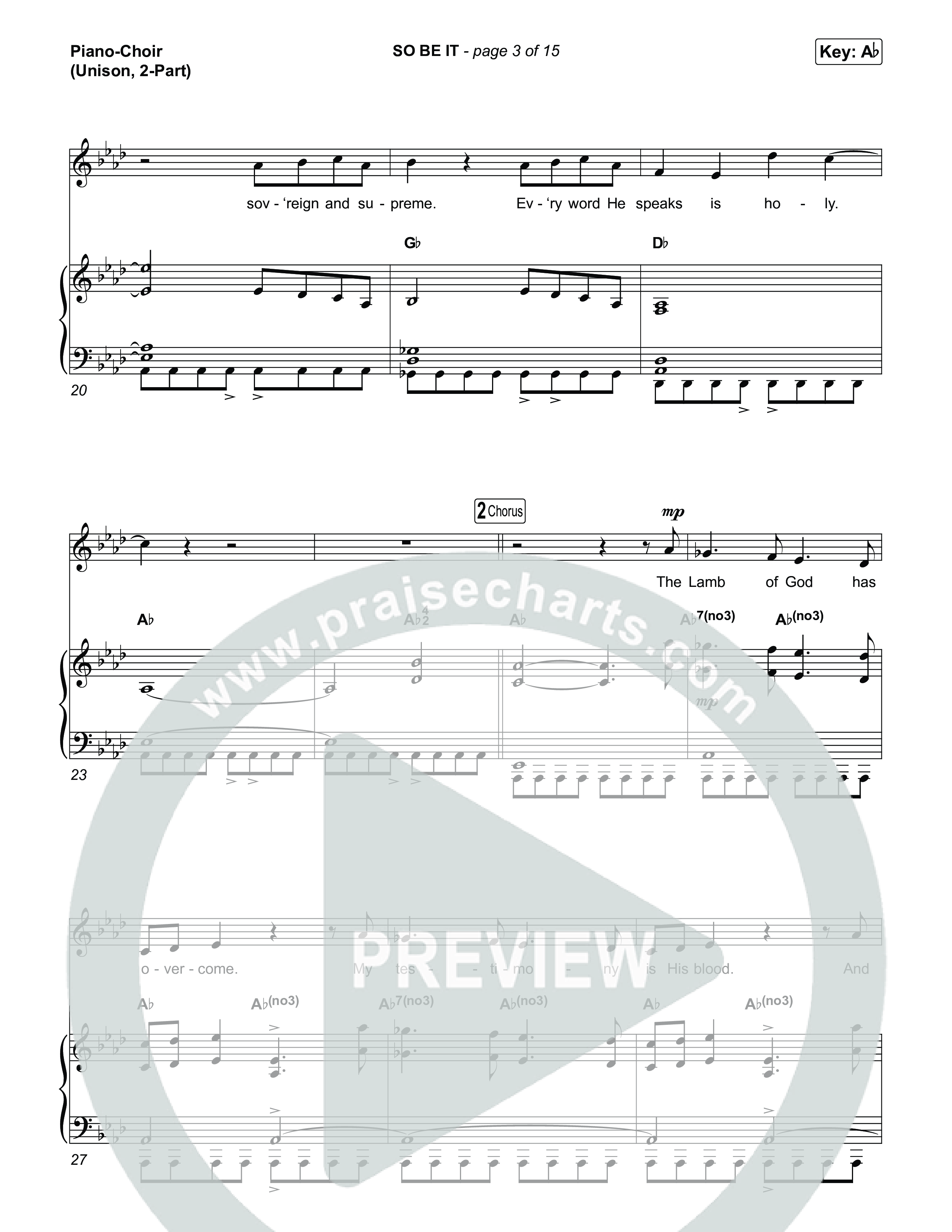 SO BE IT (Unison/2-Part) Piano/Choir  (Uni/2-Part) (Elevation Worship / Tiffany Hudson / Chris Brown / Arr. Luke Gambill)