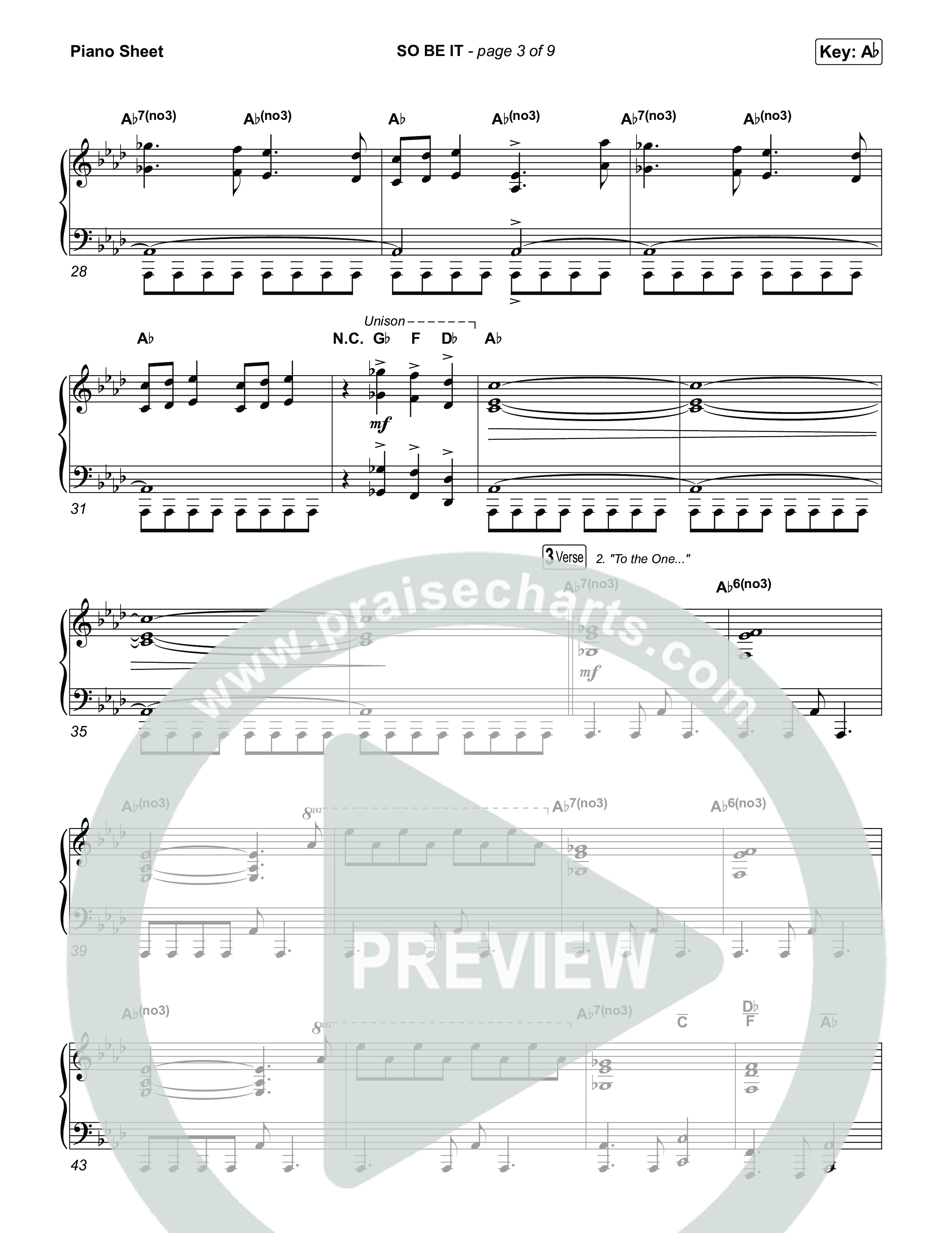 SO BE IT (Unison/2-Part) Piano Sheet (Elevation Worship / Tiffany Hudson / Chris Brown / Arr. Luke Gambill)