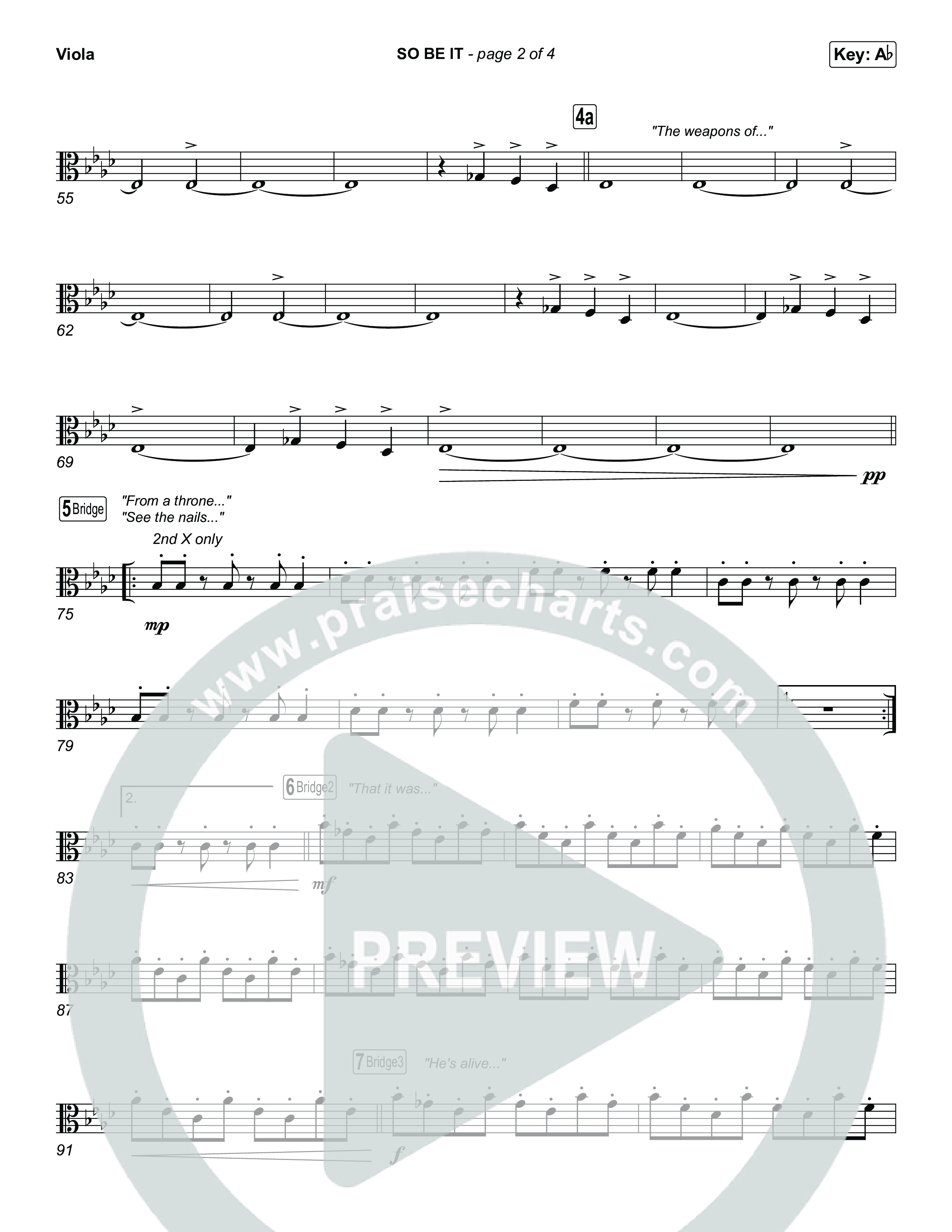 SO BE IT (Unison/2-Part) Viola (Elevation Worship / Tiffany Hudson / Chris Brown / Arr. Luke Gambill)